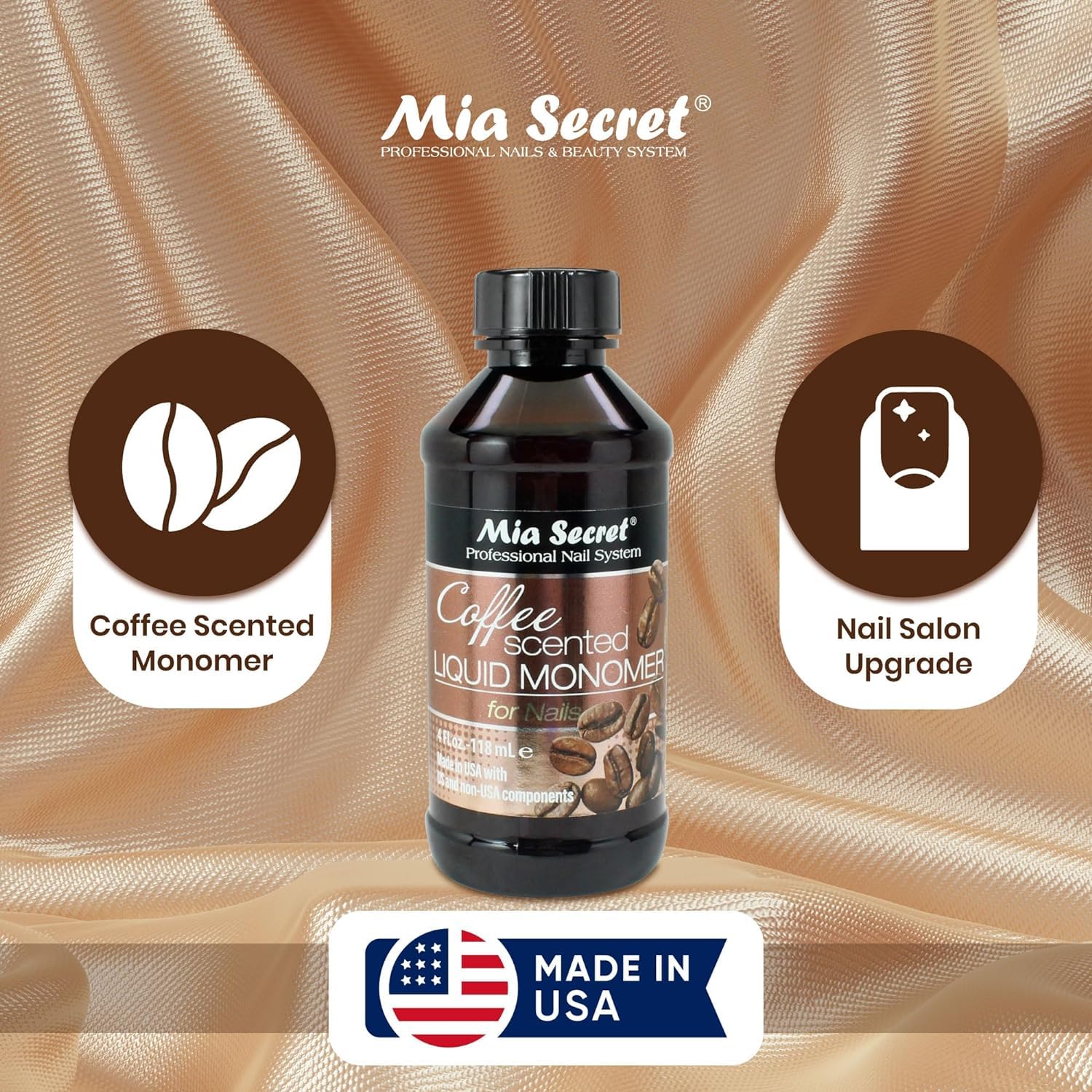Mia Secret Coffee Scented Liquid Monomer (8 oz) – EMA Monomer for Acrylic Nails – Made in USA