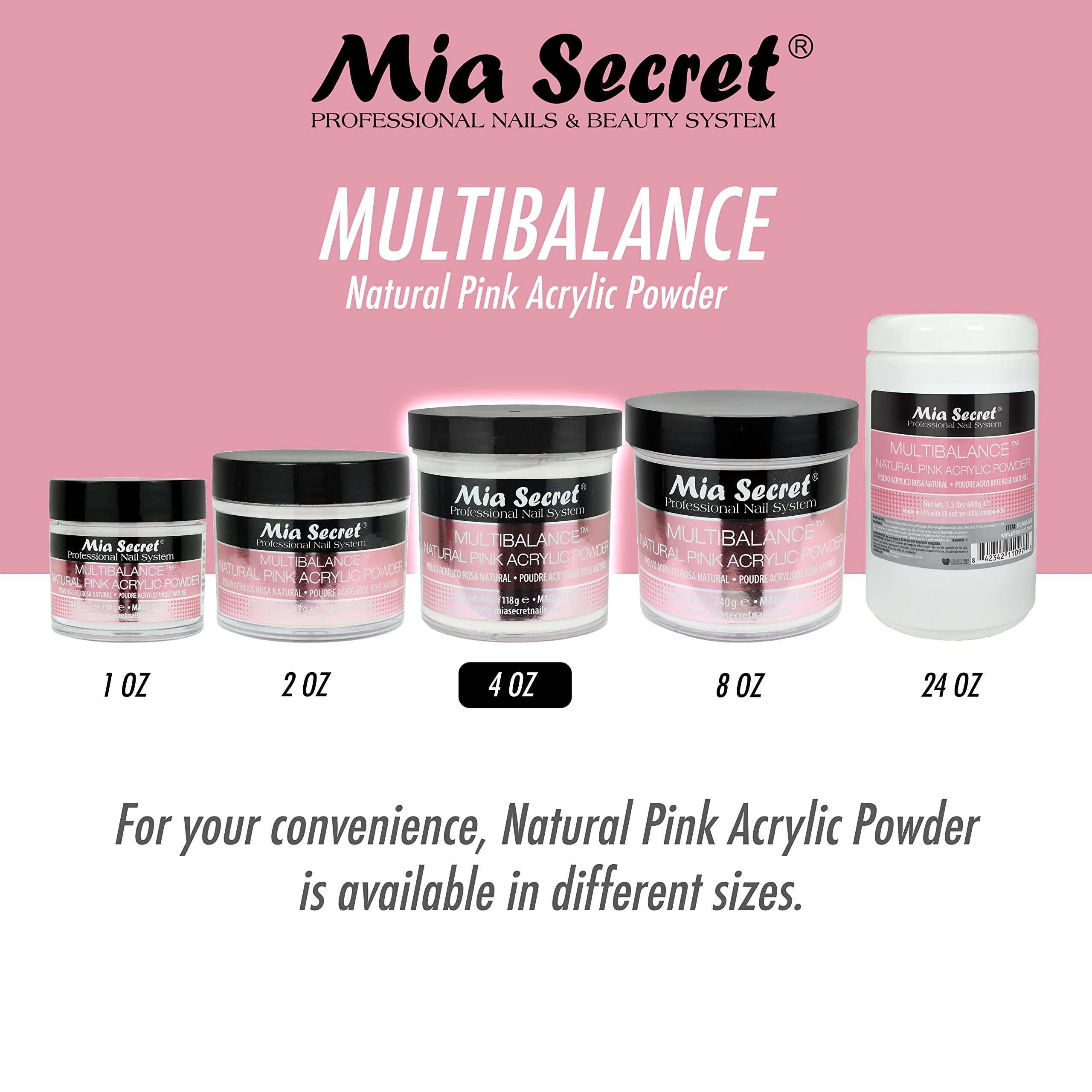 Mia Secret Multi Balance Natural Pink Acrylic Powder 4 Oz | Salon-Quality Nails