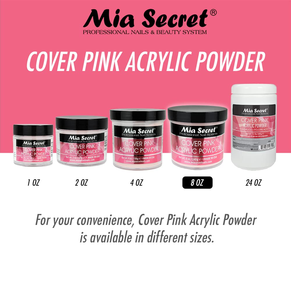 Mia Secret Cover Pink Acrylic Powder (8 oz) – Professional Nail System for Long-Lasting Nails