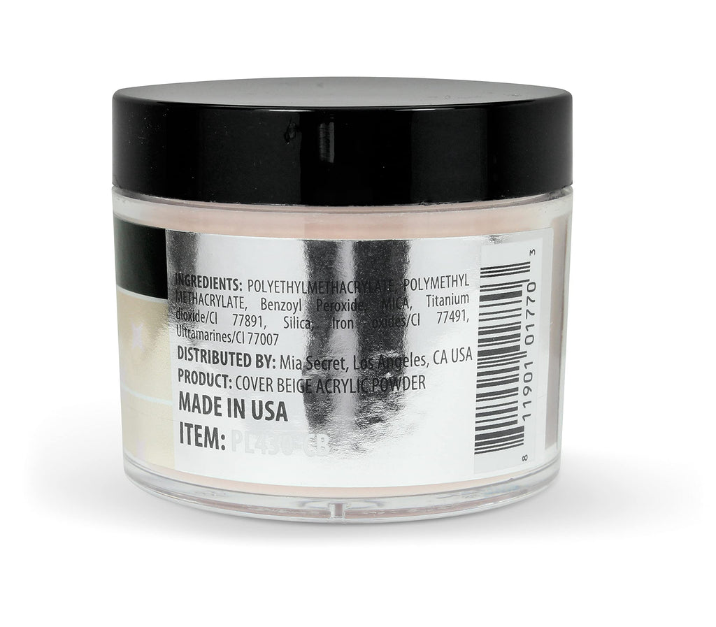 Mia Secret Cover Beige Acrylic Powder – 2 oz, Self-Leveling, Non-Yellowing