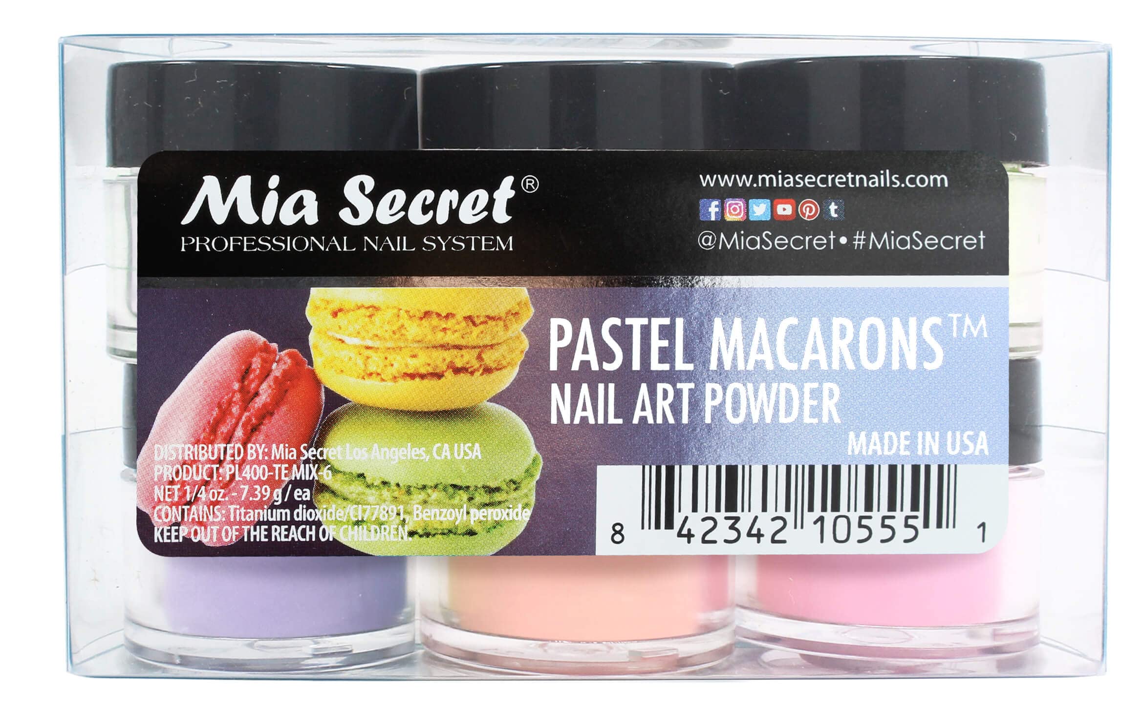 Mia Secret Pastel Macarons Nail Art Powder 6-Piece Set | 0.25oz Each