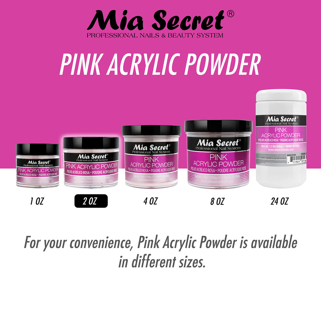 Mia Secret Pink Acrylic Powder 2 OZ – Professional Nail System | Self-Leveling, Non-Yellowing