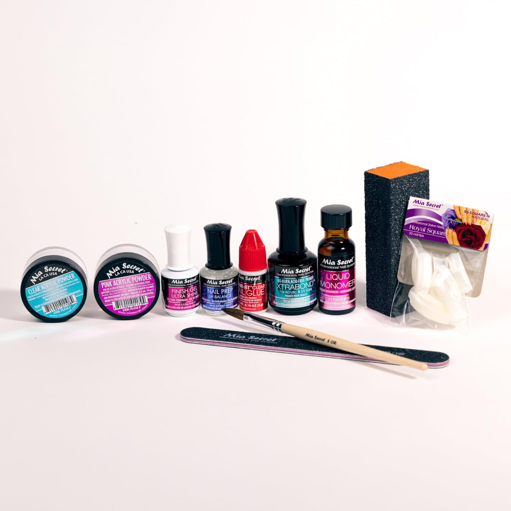 Mia Secret Acrylic Nail Kit for Beginners | Pink & Clear Powders Starter Set