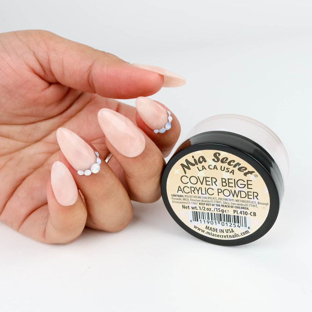 Mia Secret Cover Beige Acrylic Powder – 2 oz, Self-Leveling, Non-Yellowing