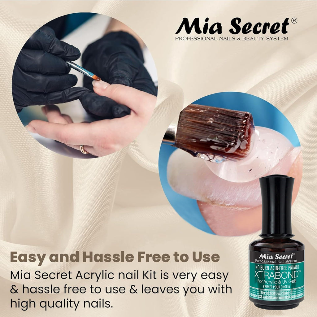 Mia Secret Acrylic Nail Kit for Beginners | Pink & Clear Powders Starter Set