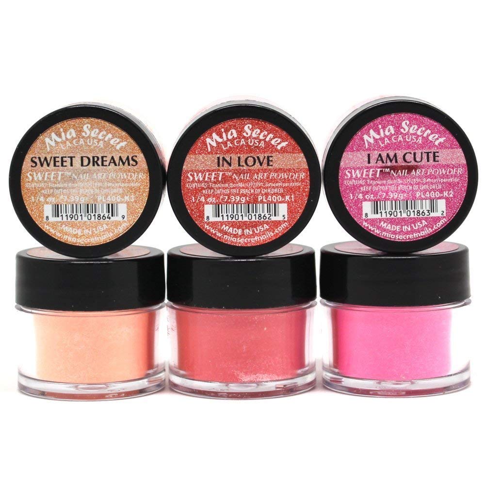 Mia Secret Sweet Nail Acrylic Powder Collection – 6 Shades in Quarter-Ounce Jars
