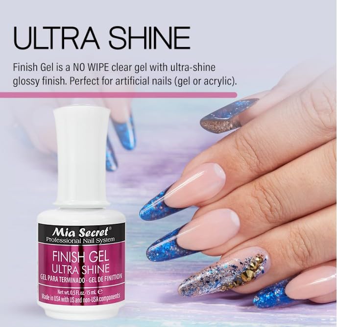 Mia Secret UV Finish Gel Top Coat - No Wipe, High Gloss (15 ml) for Gel & Acrylic