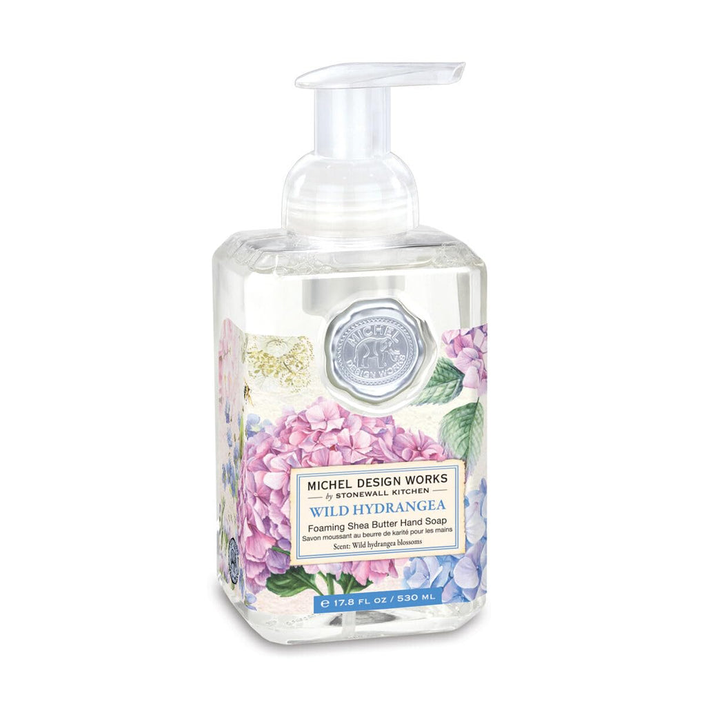 Michel Design Works Hydrangea Foaming Hand Soap 17.8oz – Shea Butter & Aloe, Square Pump Bottle