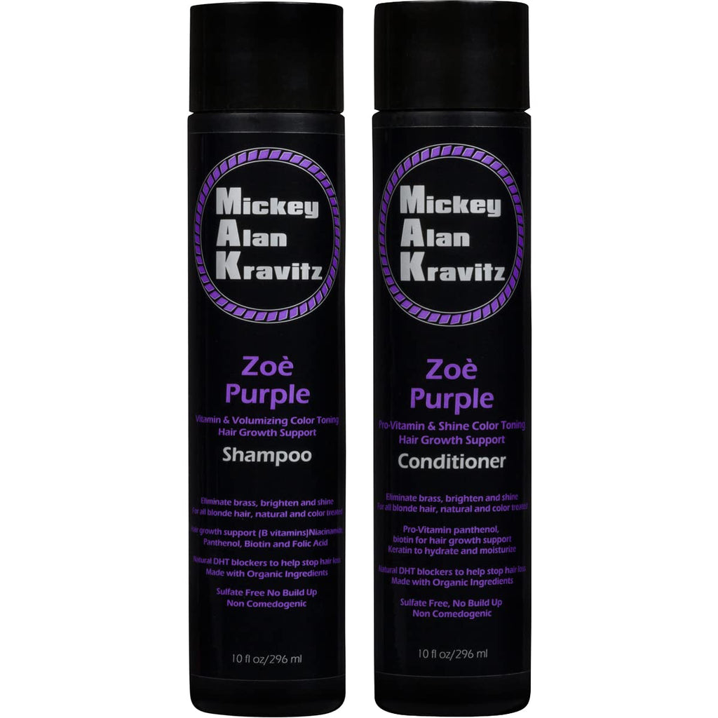 Zoe Purple Color-Toning Shampoo + Conditioner by Mickey Alan Kravitz – Blonde Hair Care