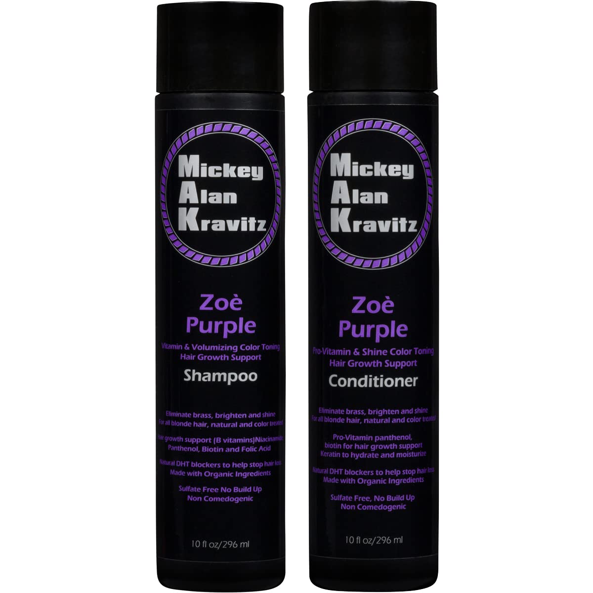 Zoe Purple Color-Toning Shampoo + Conditioner by Mickey Alan Kravitz – Blonde Hair Care