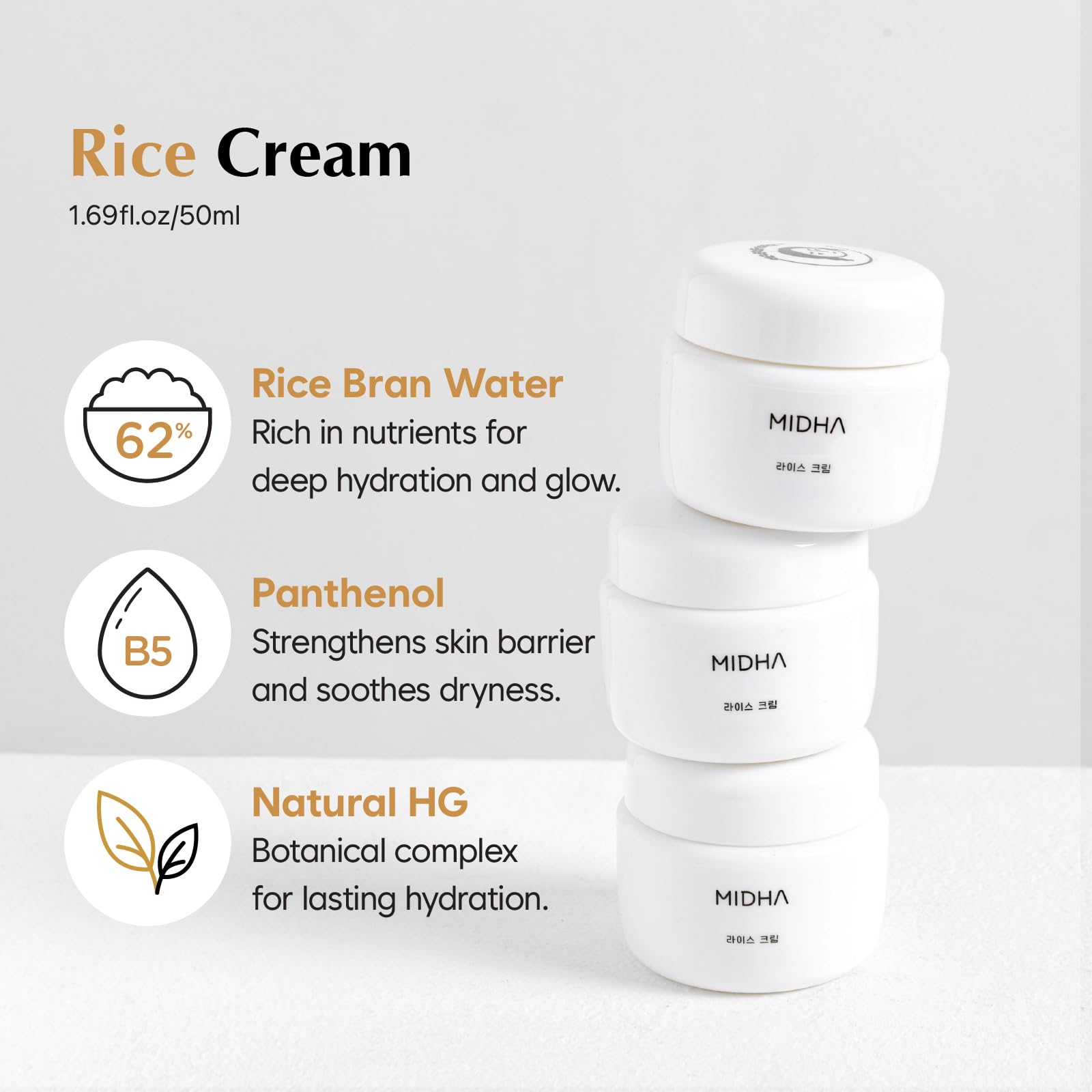 MIDHA Rice Cream 50ml – Deep Hydration, Glow-Enhancing & Barrier Support