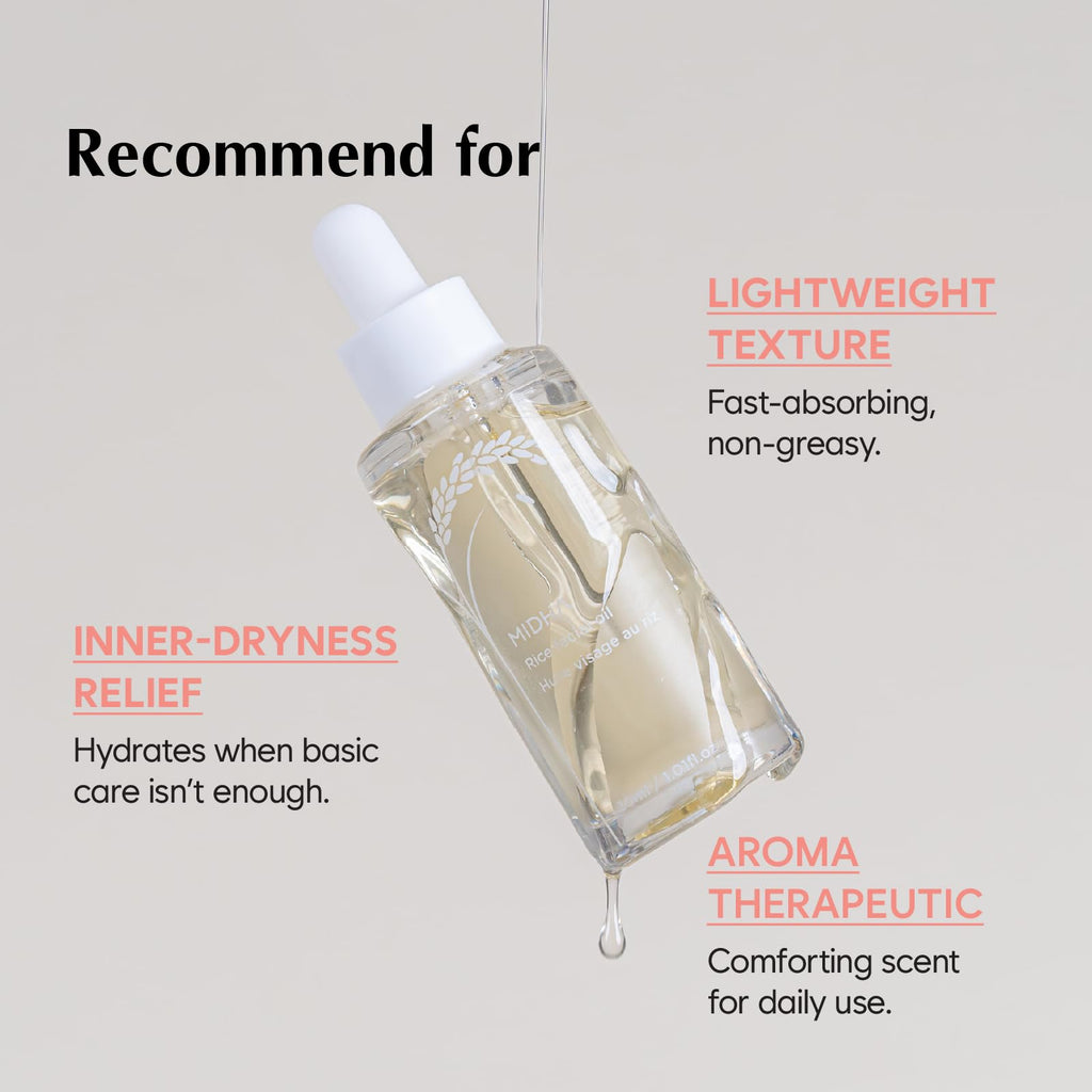 MIDHA Rice Facial Oil 30ml | Deep Hydration, Fast-Absorbing, Non-Greasy