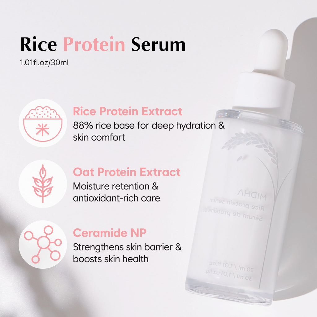 MIDHA Rice Protein Serum – Deep Hydration, Barrier Support, Non-Greasy Finish | 30ml