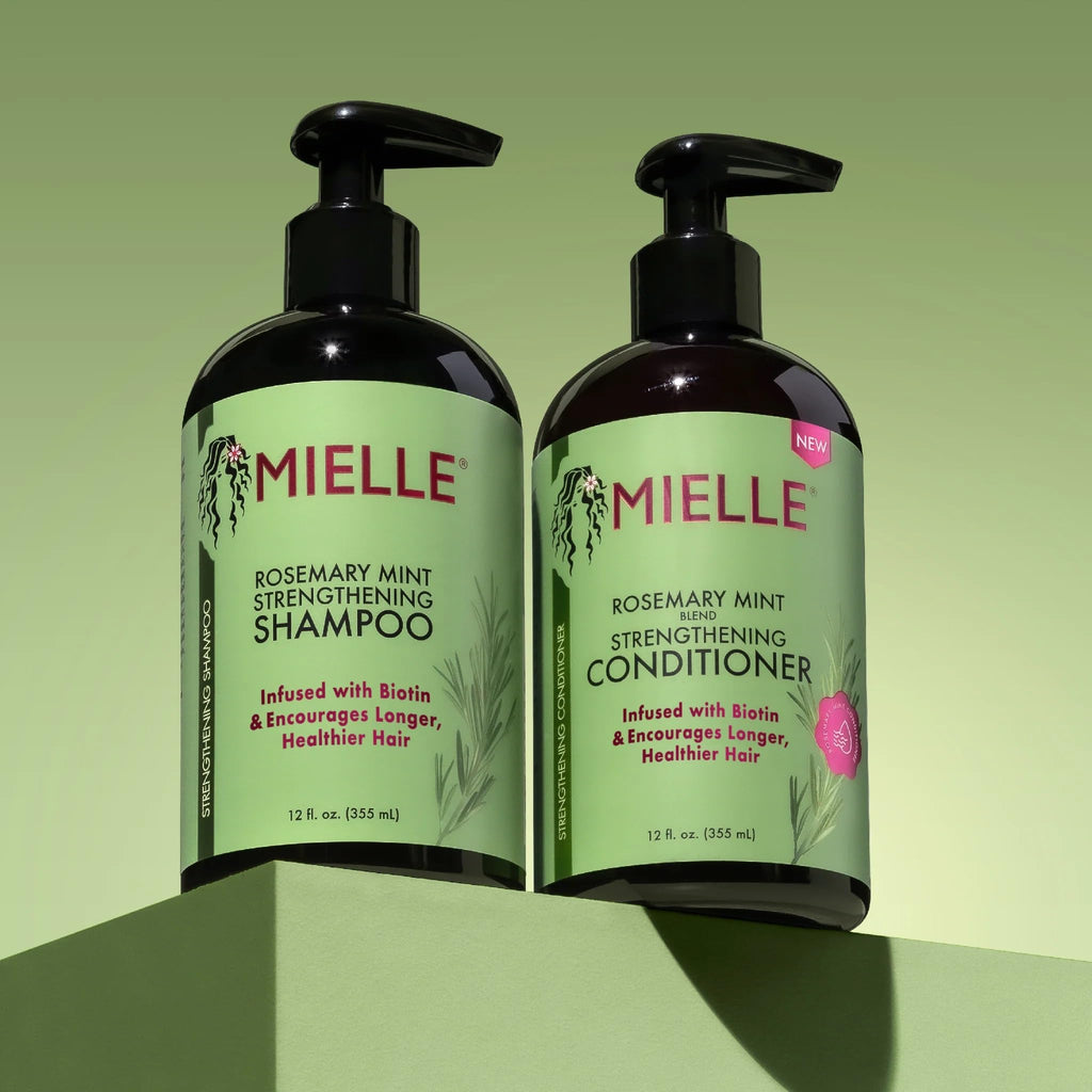 Mielle Rosemary Mint Biotin Infused Strengthening Shampoo & Conditioner Bundle – Stronger, Healthier Hair