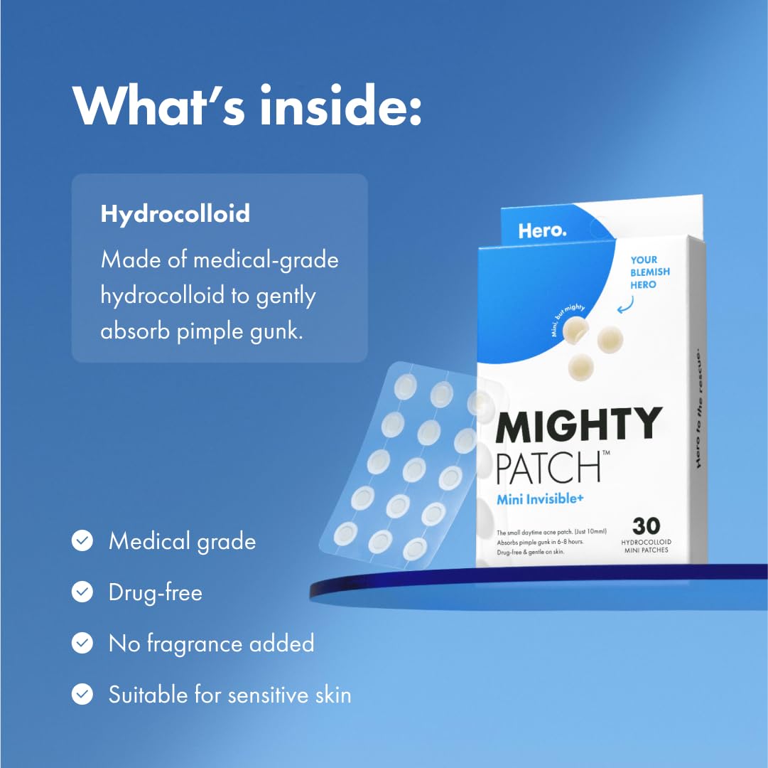 Mighty Patch Mini Invisible+ 10mm Daytime Acne Patches – 30 Count