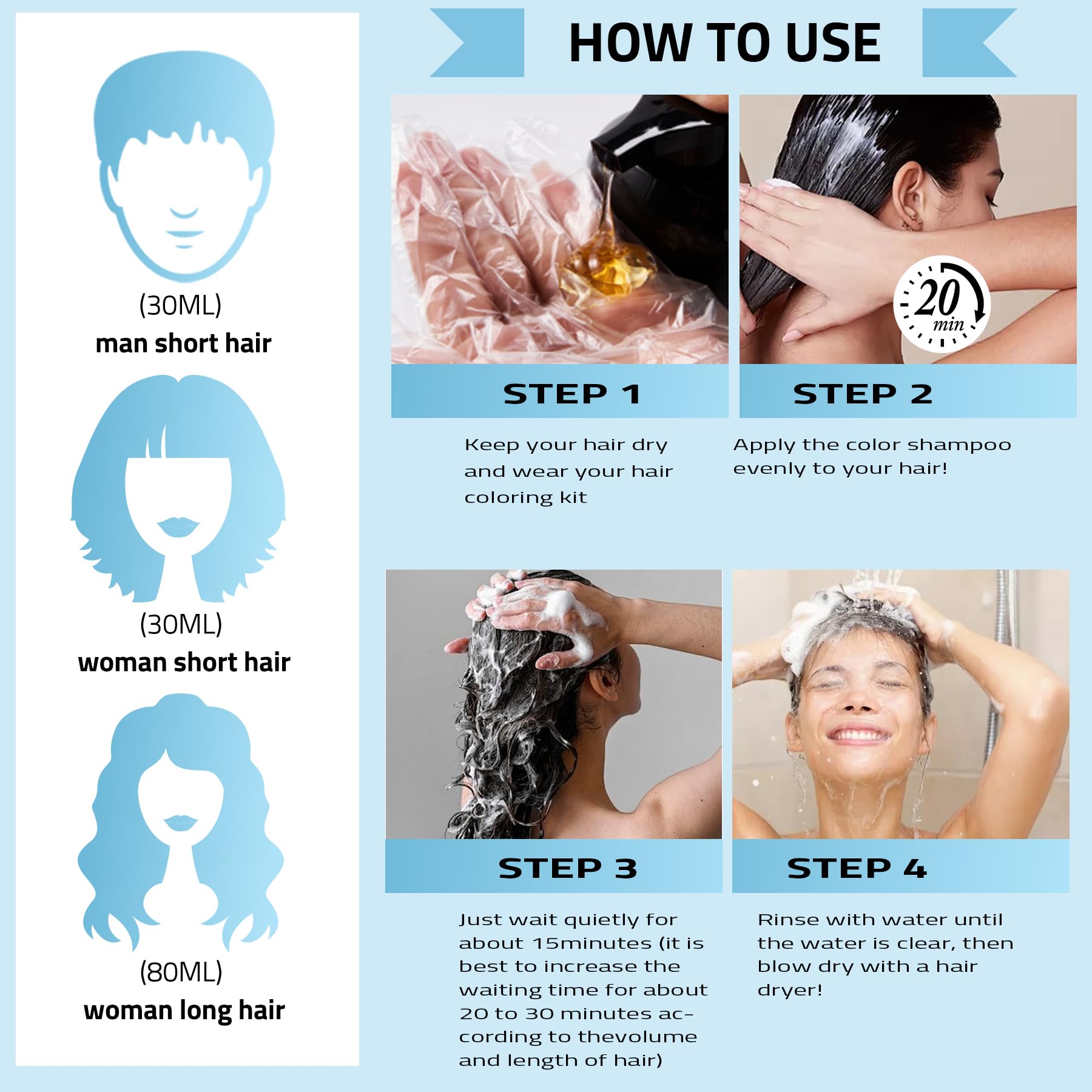 Mihkiom Hair Dye Shampoo 3 in 1 – Chestnut Brown Refresh in 20 Minutes | Natural Plant Formula