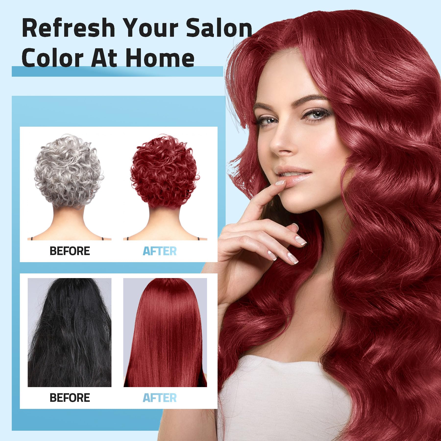 Mihkiom Hair Dye Shampoo 3-in-1 for Women & Men – Wine Red Color, Natural Plant Formula, 20-Minute Refresh