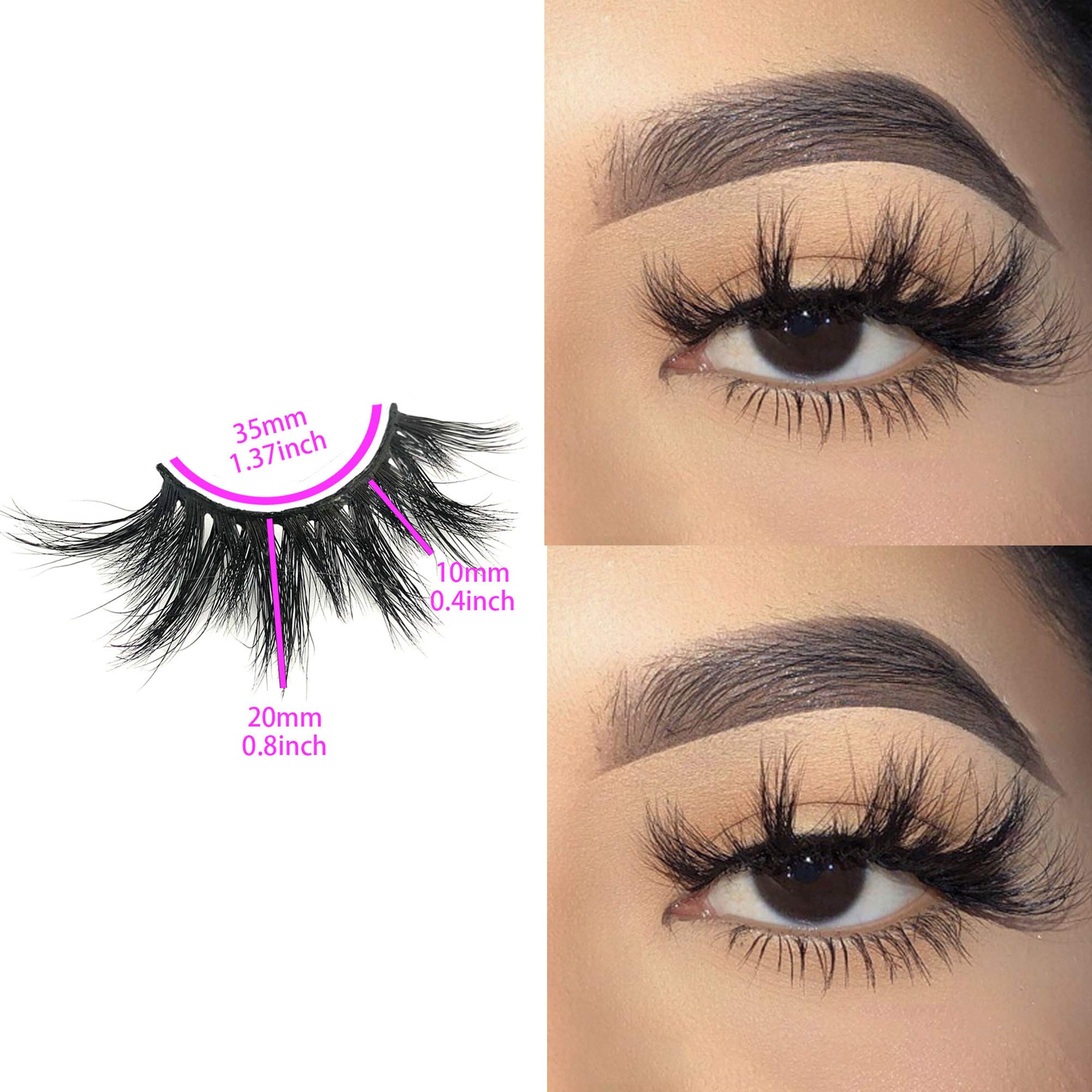 Mikiwi 3 Pairs Real Mink Lashes D384-3 | 20mm 3D Fluffy Full-Strip, Cruelty-Free