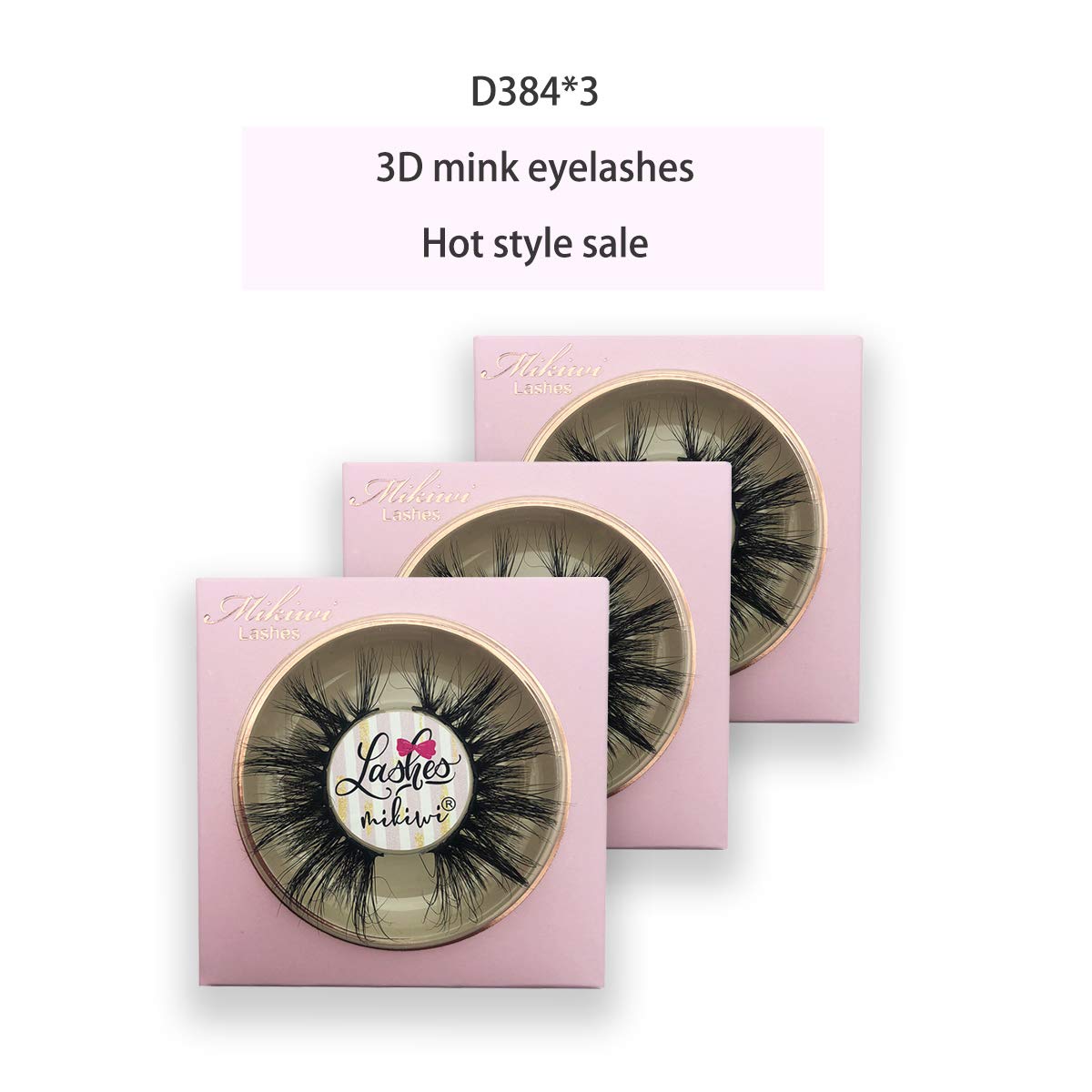 Mikiwi 3 Pairs Real Mink Lashes D384-3 | 20mm 3D Fluffy Full-Strip, Cruelty-Free