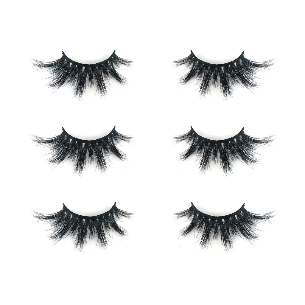 Mikiwi 3 Pairs Real Mink Lashes D384-3 | 20mm 3D Fluffy Full-Strip, Cruelty-Free