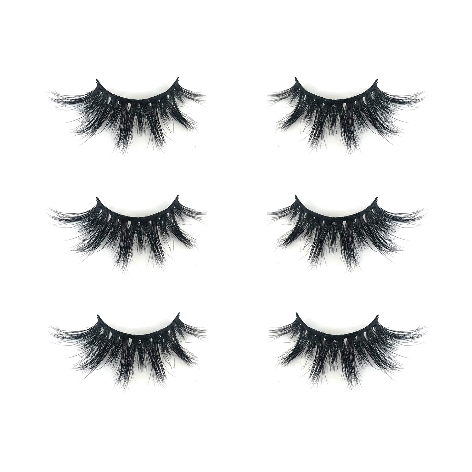 Mikiwi 3 Pairs Real Mink Lashes D384-3 | 20mm 3D Fluffy Full-Strip, Cruelty-Free
