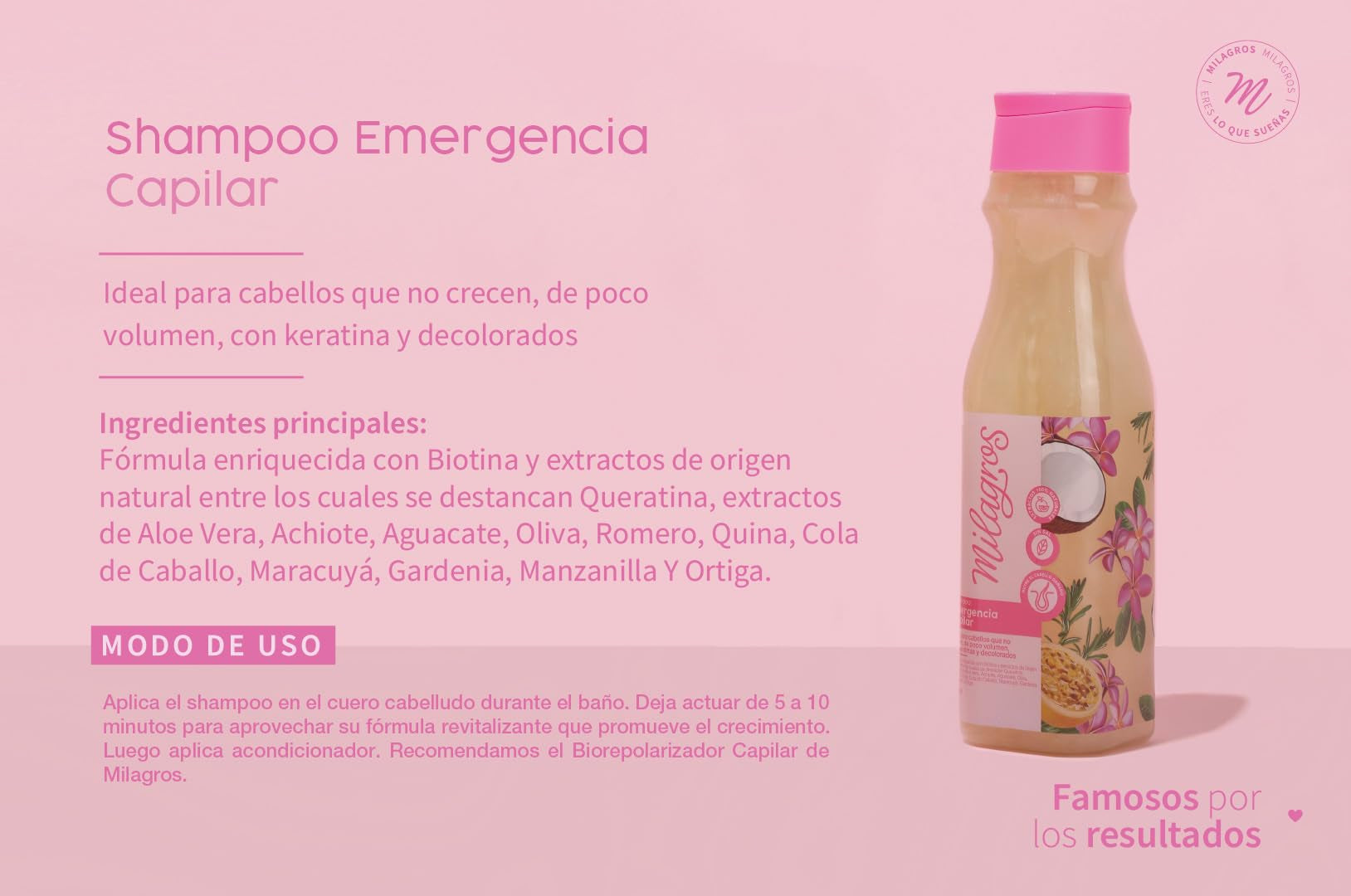 Milagros Emergencia Capilar Shampoo — Natural Hair Repair, Strength, and Shine