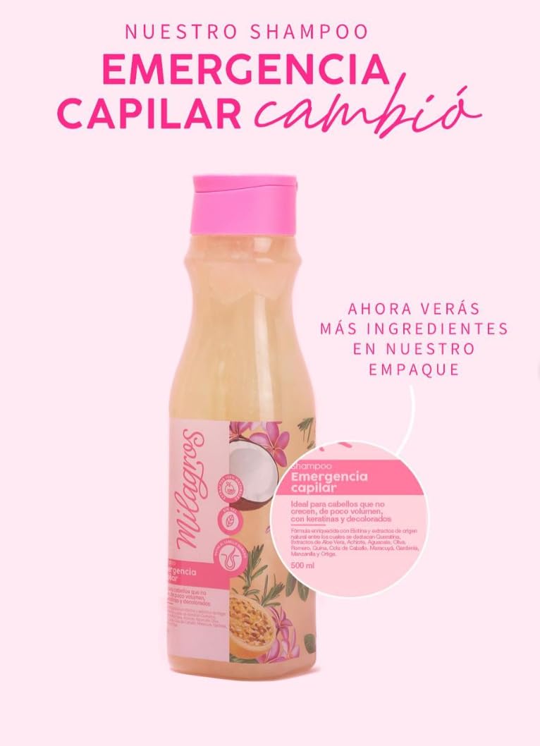 Milagros Emergencia Capilar Shampoo — Natural Hair Repair, Strength, and Shine