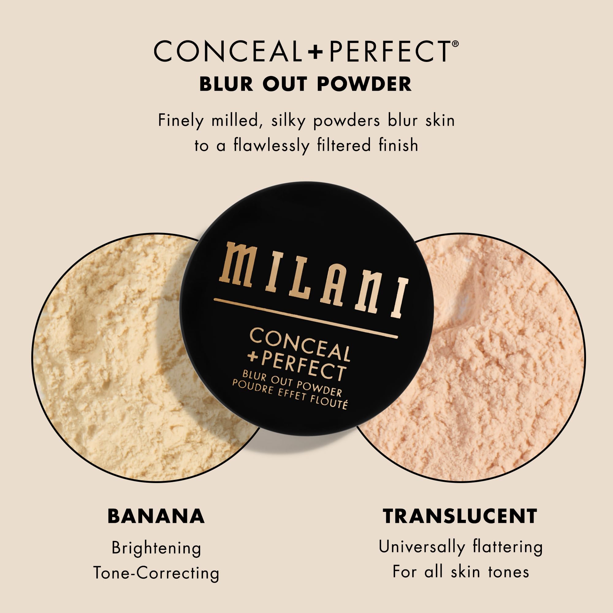 Milani Conceal + Perfect Blur Out Powder Banana – Talc-Free Pore-Blur Setting Powder