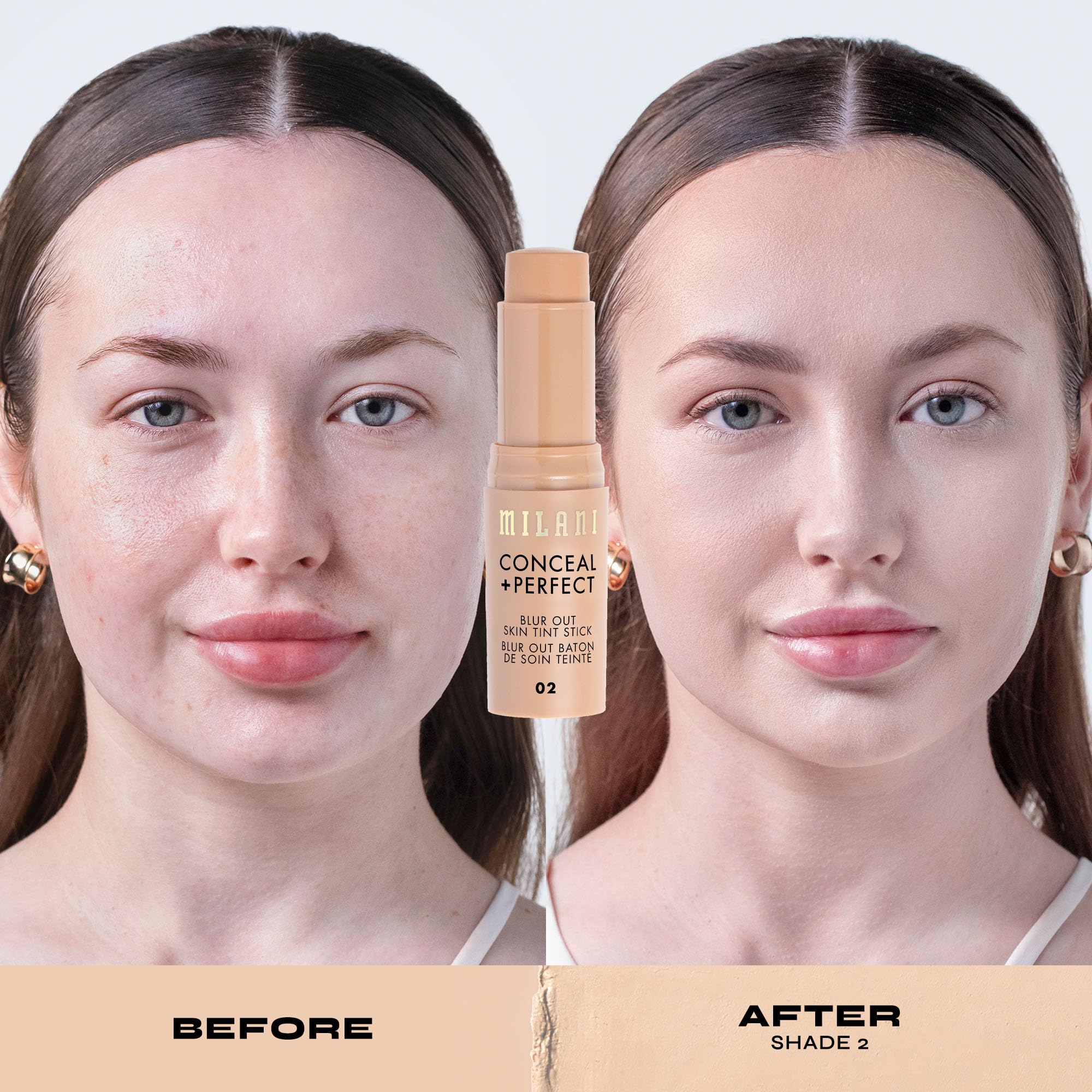 Milani Conceal + Perfect Blur Out Skin Tint Stick 02 – Buildable Tinted Moisturizer with Soft-M Matte Finish