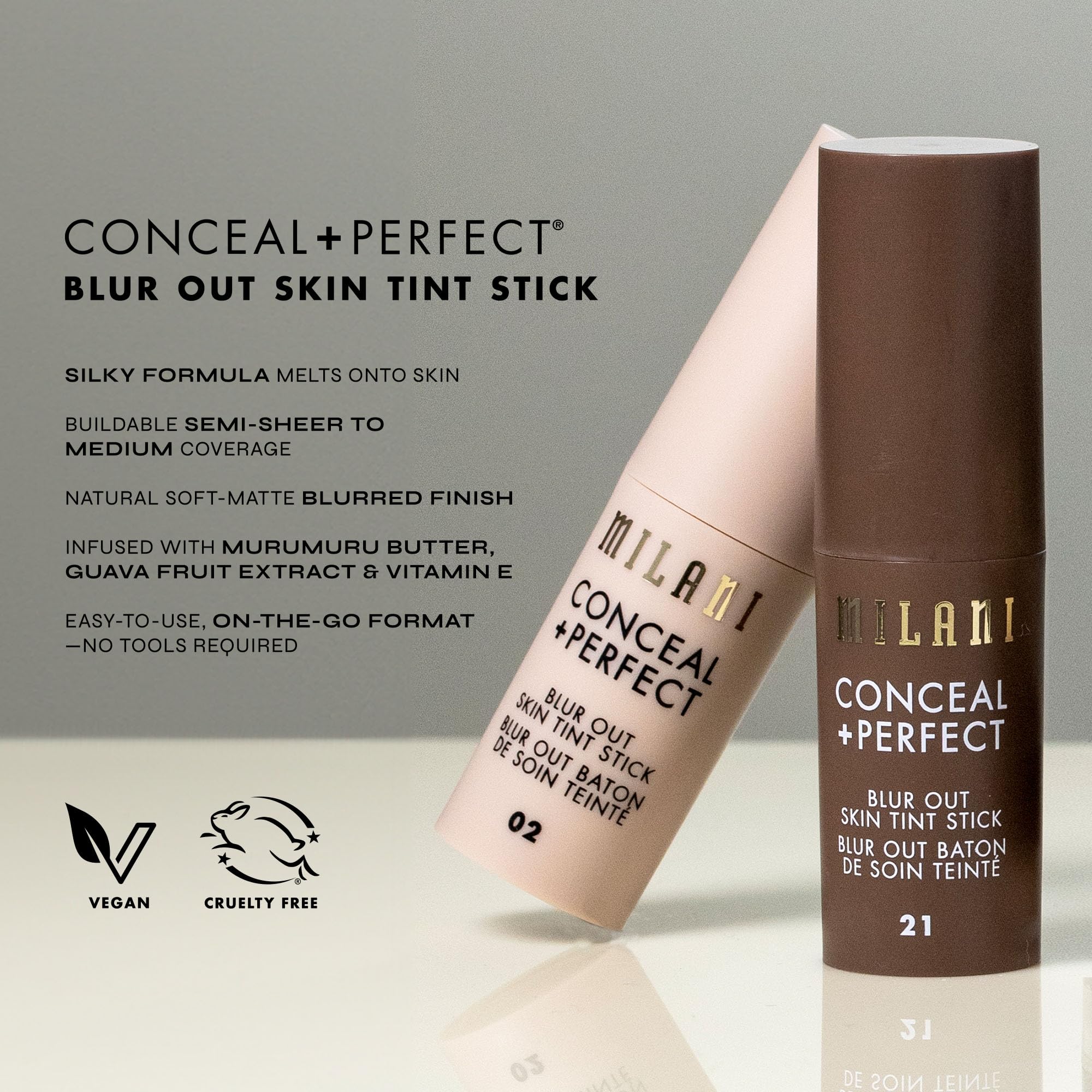 Milani Conceal + Perfect Skin Tint Stick Blur Out – Shade 01 | Buildable, Soft-Focus Tint Moisturizer