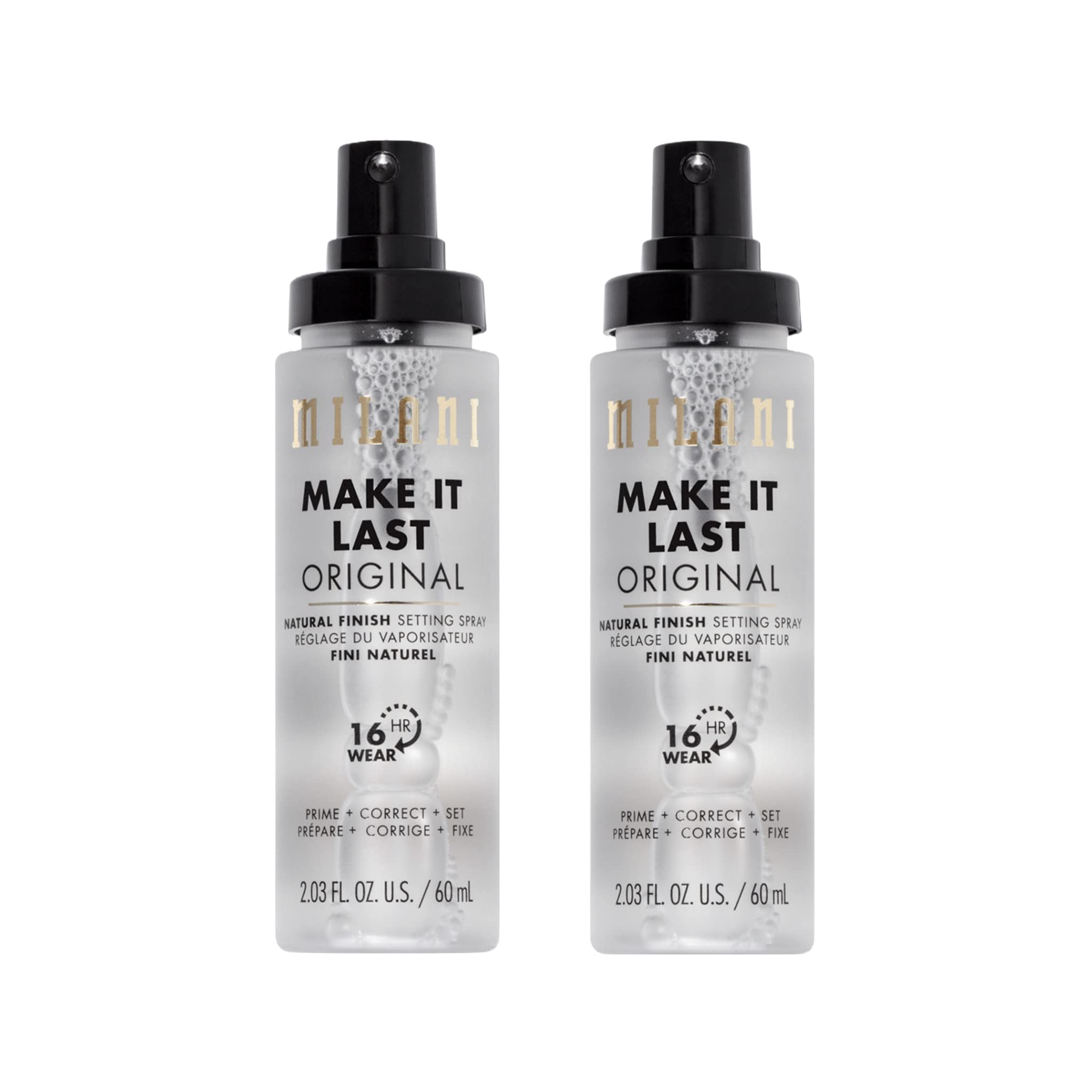 Milani Make It Last Setting Spray + Primer Original – Natural Finish with Niacinamide, 2-Pack (2.03 fl oz each)