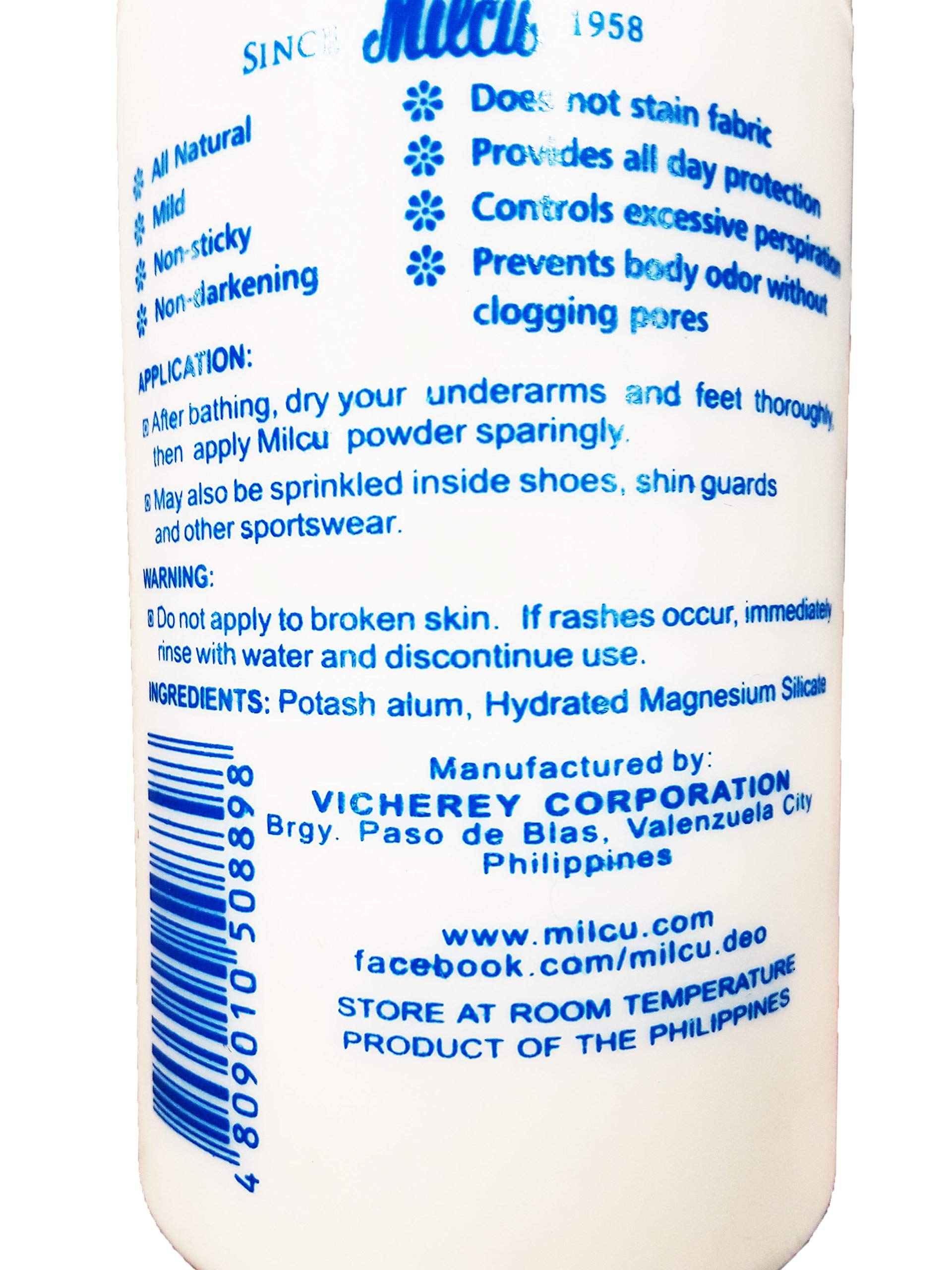 Milcu Underarm & Foot Deodorant Powder – 80g per Bottle, 2-Pack