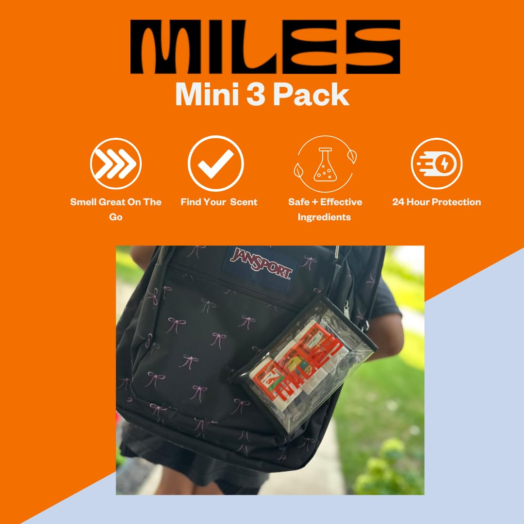 Miles Kids Deodorant – Aluminum-Free, Hypoallergenic, Made in USA | Travel Kit 3-Pack