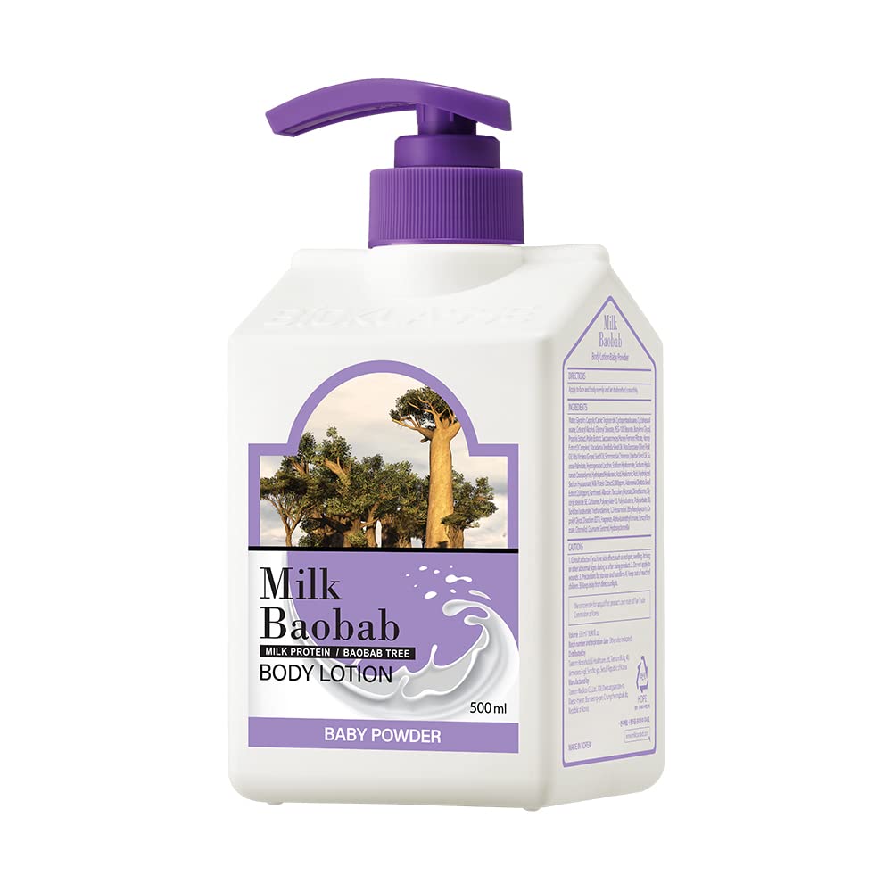 Milk Baobab Body Lotion – Bioklass Baby Powder Scented, Korean Skincare 16.9 oz