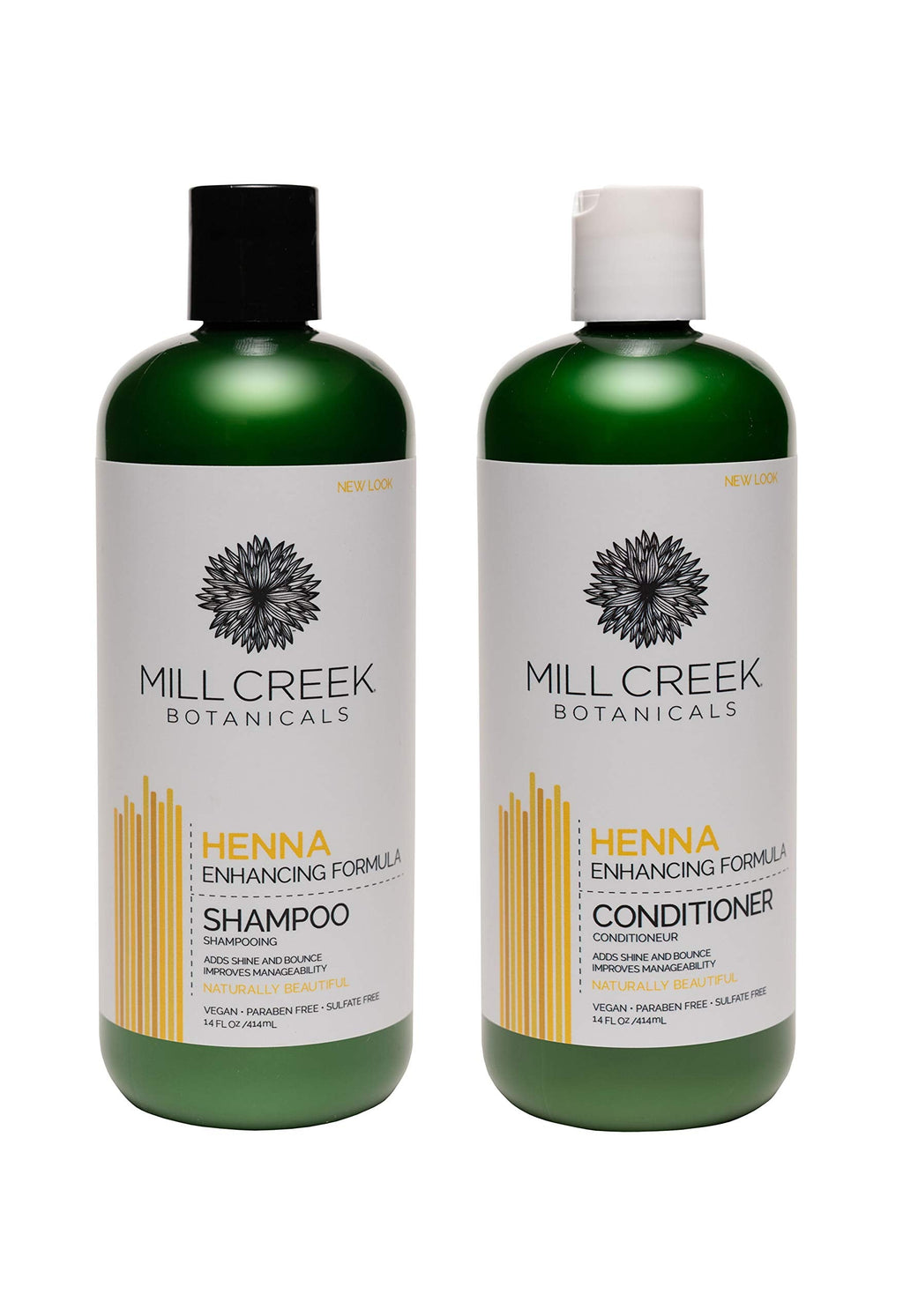 Mill Creek Henna Shampoo and Conditioner Bundle – 14 oz Each | Color Safe, Gluten Free