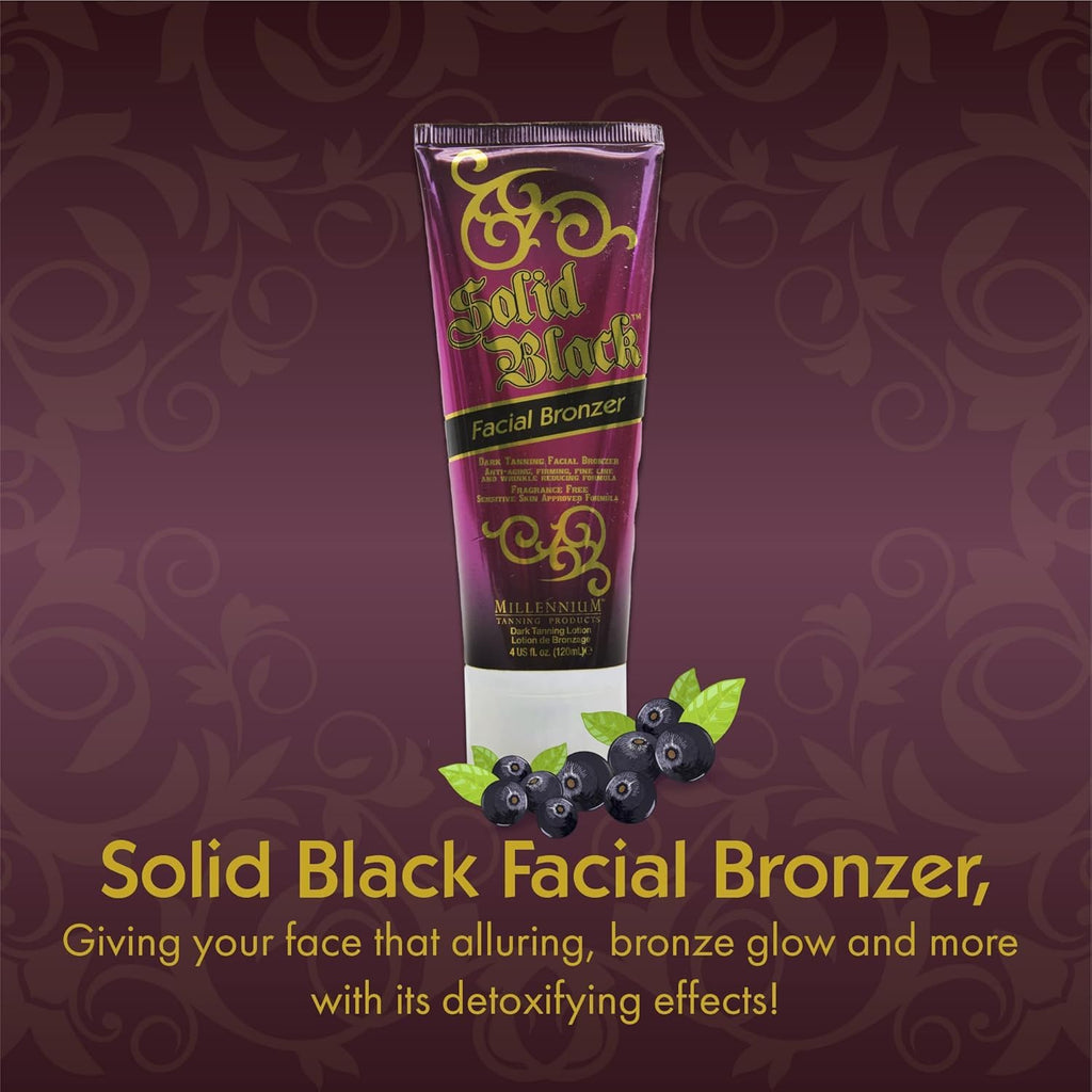 Millennium Tanning Solid Black Facial Bronzer – Skin-Firming Face Tanning Lotion | 4 oz