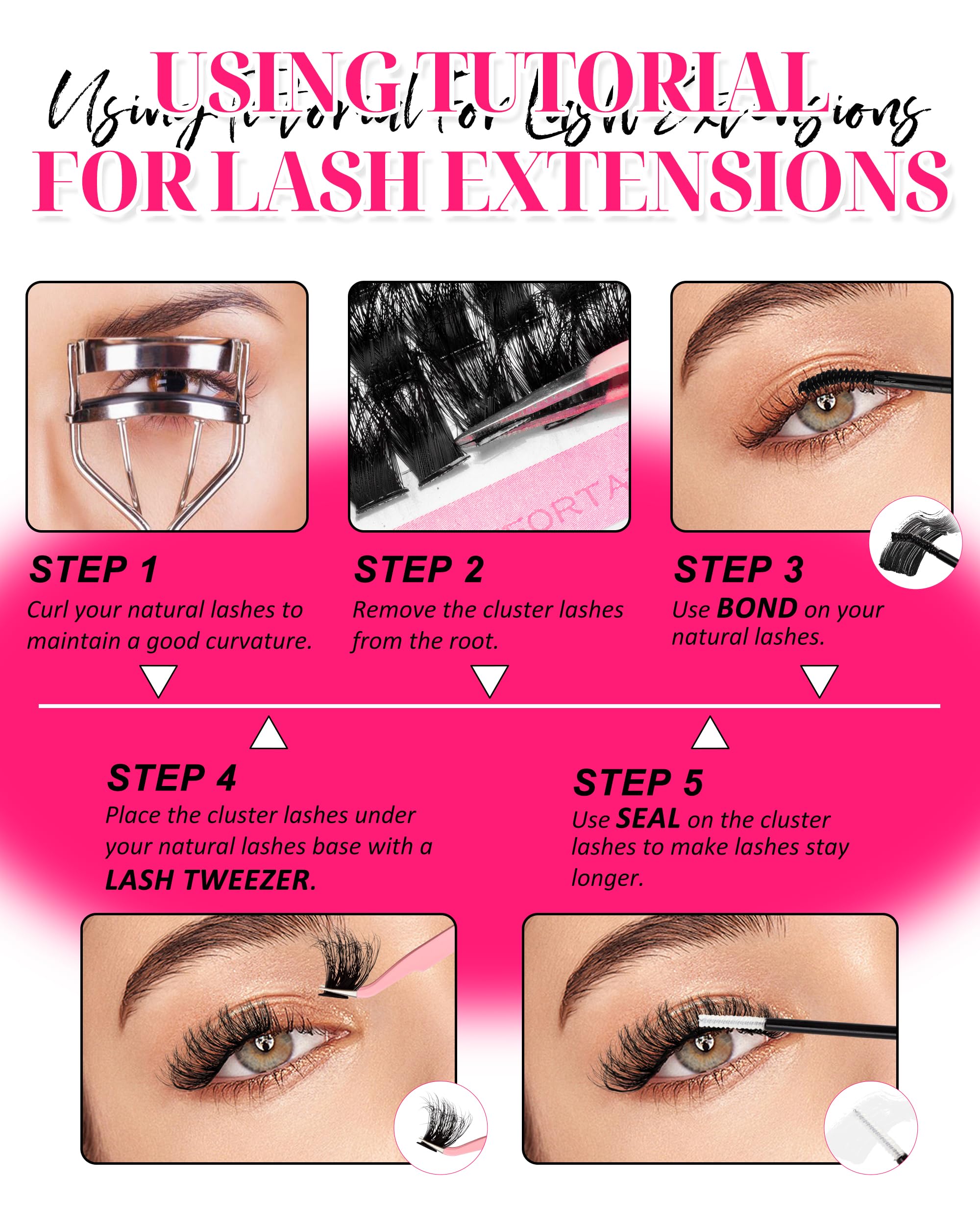 MilyBest Lash Clusters Kit 864pcs – D-Curl Lashes, 4 Styles, DIY Extensions