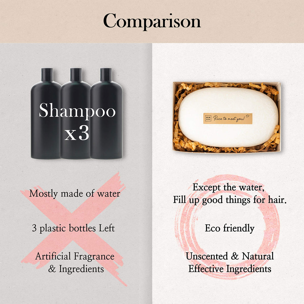 mimosu Fermented Rice Water Shampoo Bar – 2-Pack | pH Balanced, Unscented