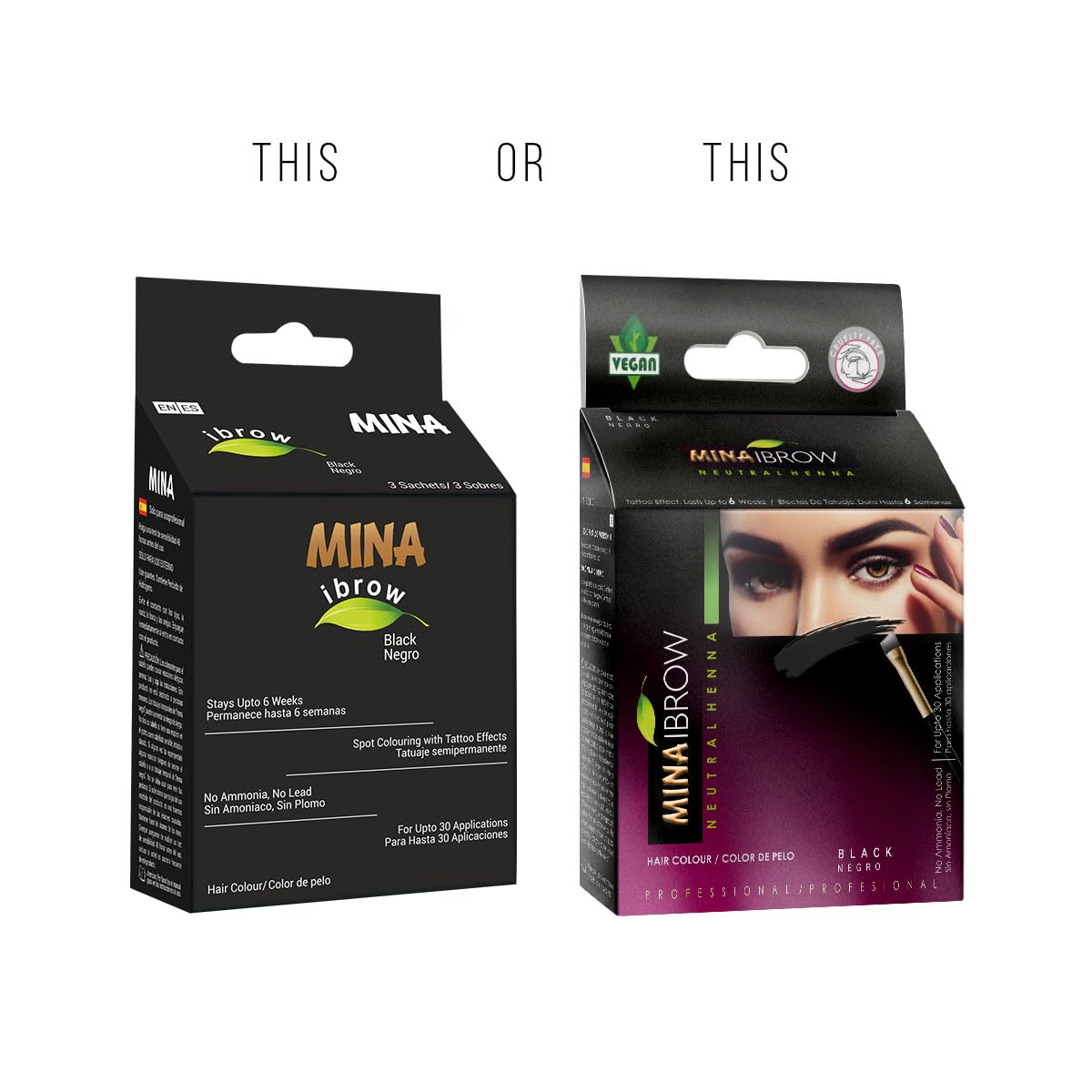 MinaiBrow Mina ibrow Hair Color | Natural Cassia Tint Powder – Ammonia-Free, No Lead | Black Tint Kit Up to 30 Applications