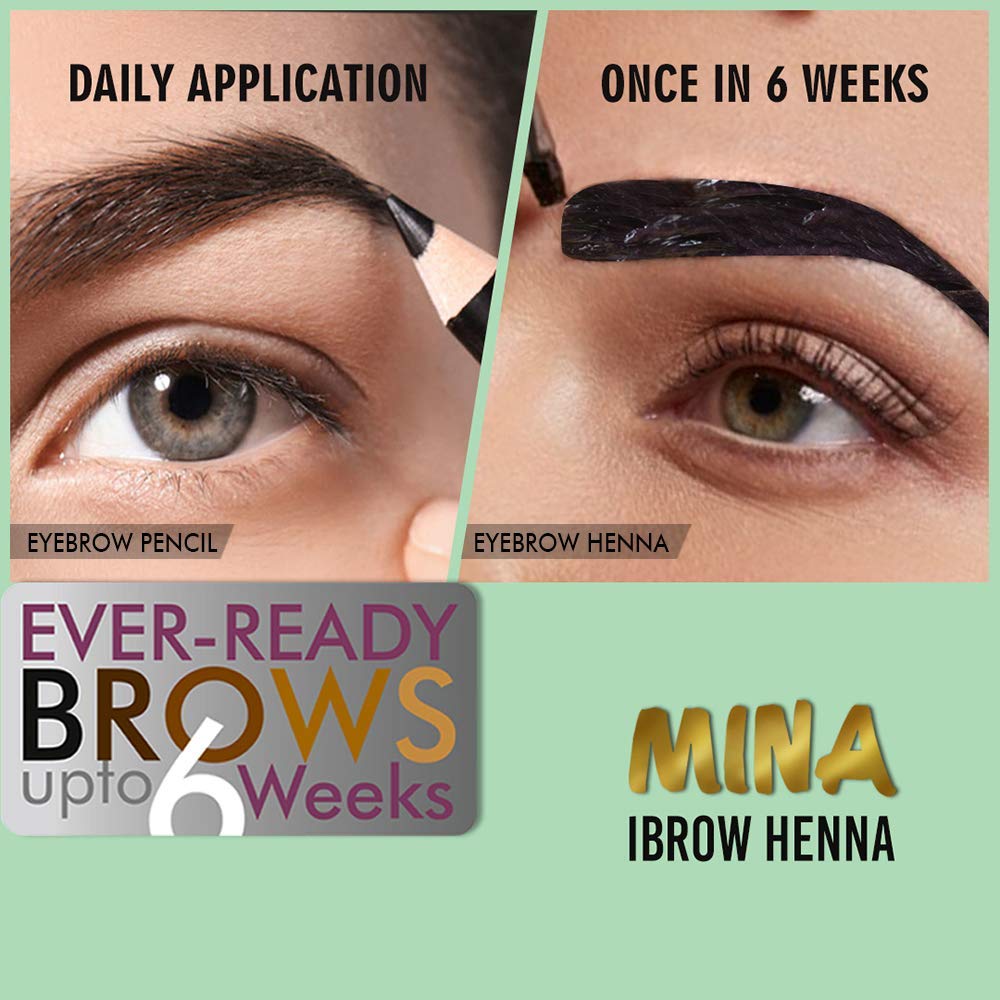 MinaiBrow Mina ibrow Hair Color – Medium Brown, Natural Cassia Tint, 100% Gray Coverage, Vegan & Cruelty-Free