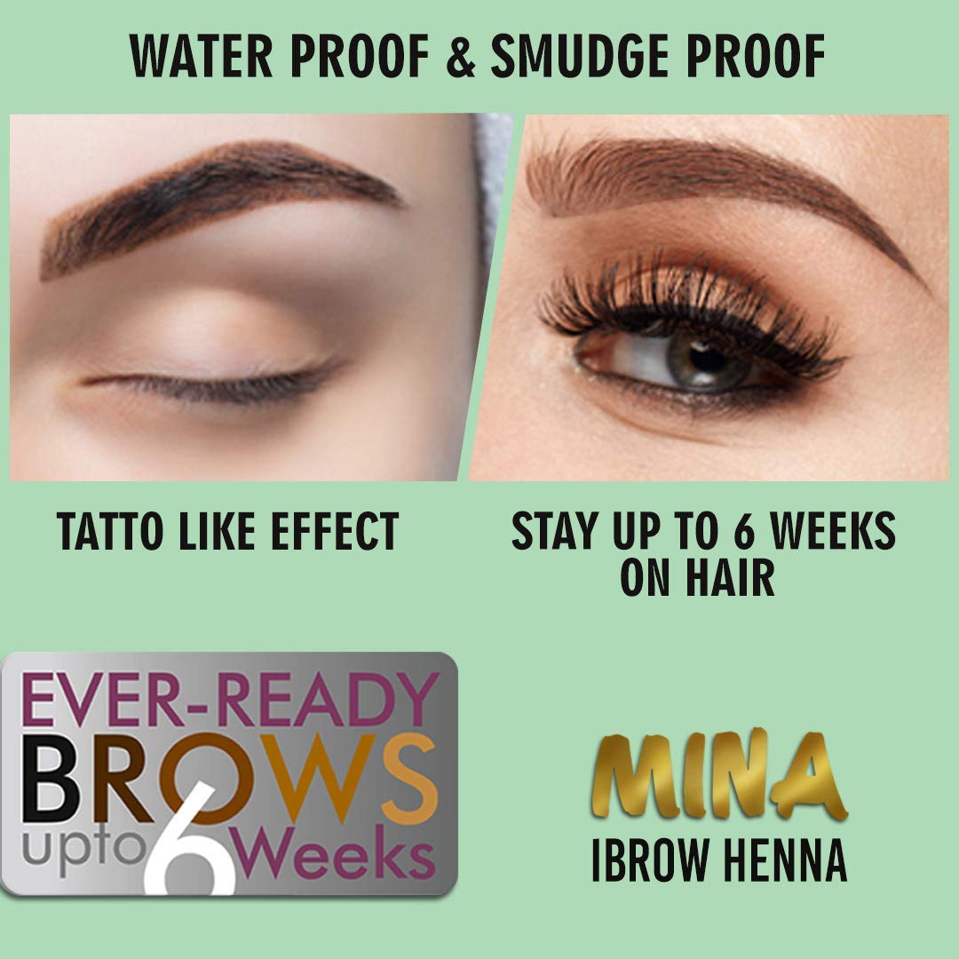 MinaiBrow Mina ibrow Hair Color – Medium Brown, Natural Cassia Tint, 100% Gray Coverage, Vegan & Cruelty-Free