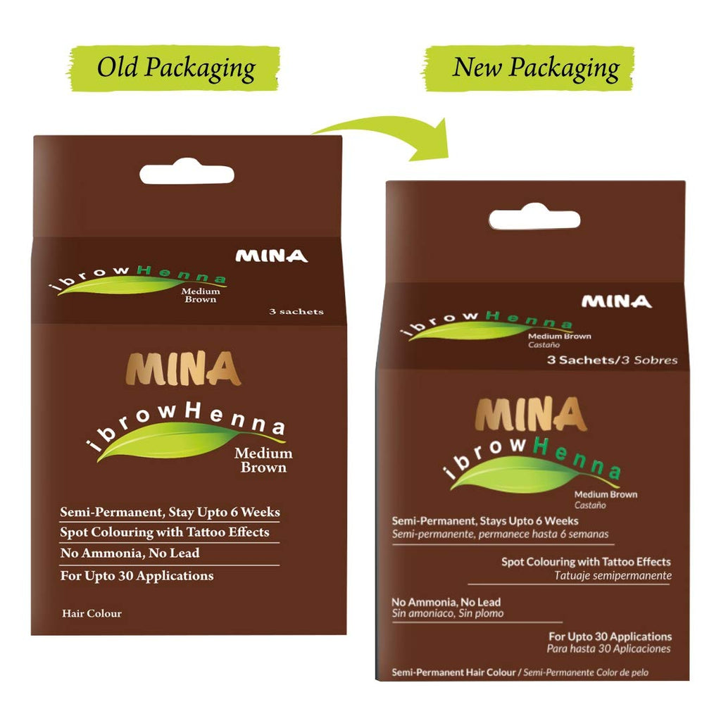MinaiBrow Mina ibrow Hair Color – Medium Brown, Natural Cassia Tint, 100% Gray Coverage, Vegan & Cruelty-Free