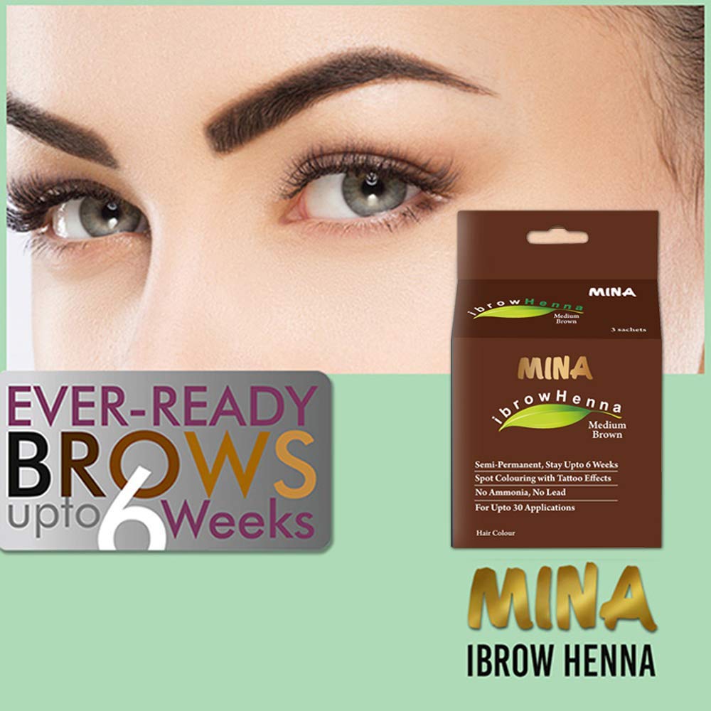 MinaiBrow Mina ibrow Hair Color – Medium Brown, Natural Cassia Tint, 100% Gray Coverage, Vegan & Cruelty-Free