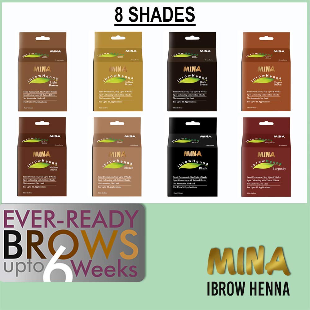 MinaiBrow Mina ibrow Hair Color – Medium Brown, Natural Cassia Tint, 100% Gray Coverage, Vegan & Cruelty-Free