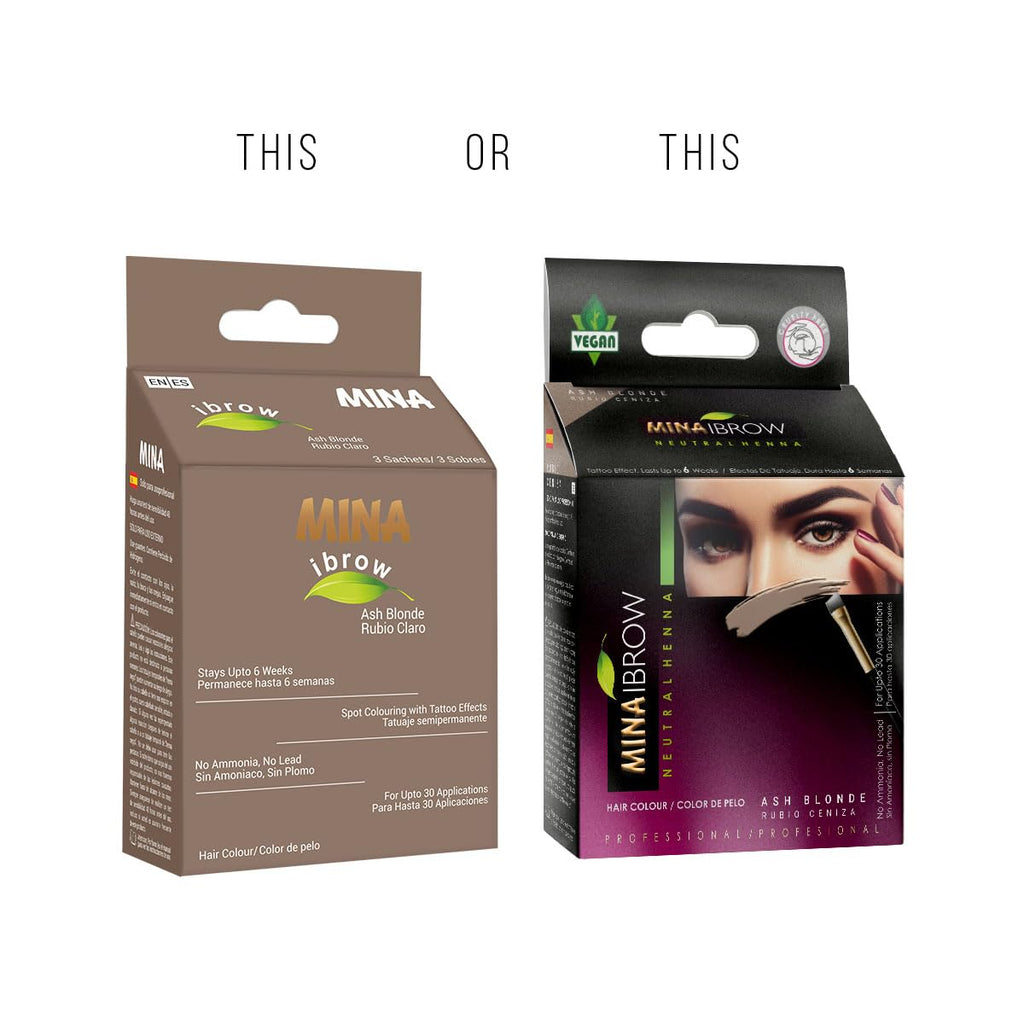 MinaiBrow iBrow Henna Color Kit — No Ammonia, Vegan, Up to 30 Applications (Ash Blond)