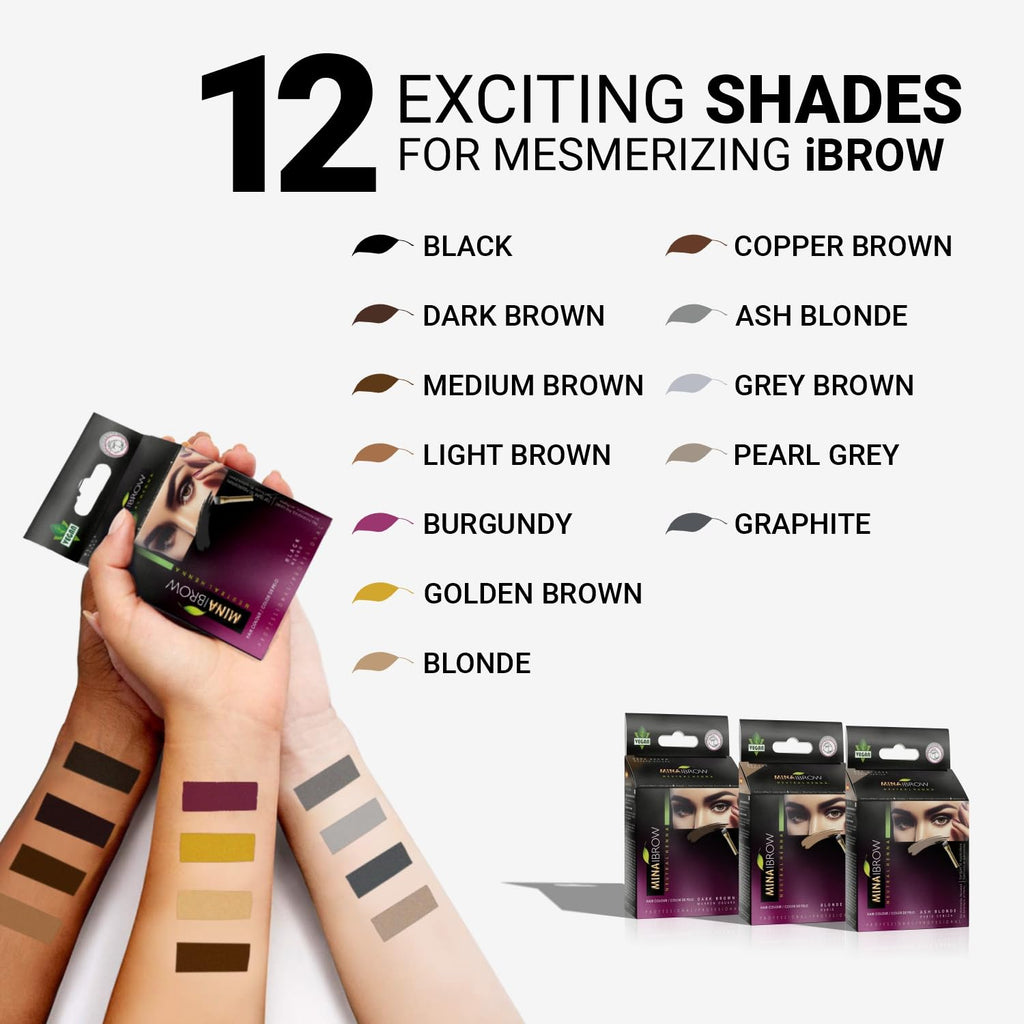 MinaiBrow iBrow Henna Color Kit — No Ammonia, Vegan, Up to 30 Applications (Ash Blond)