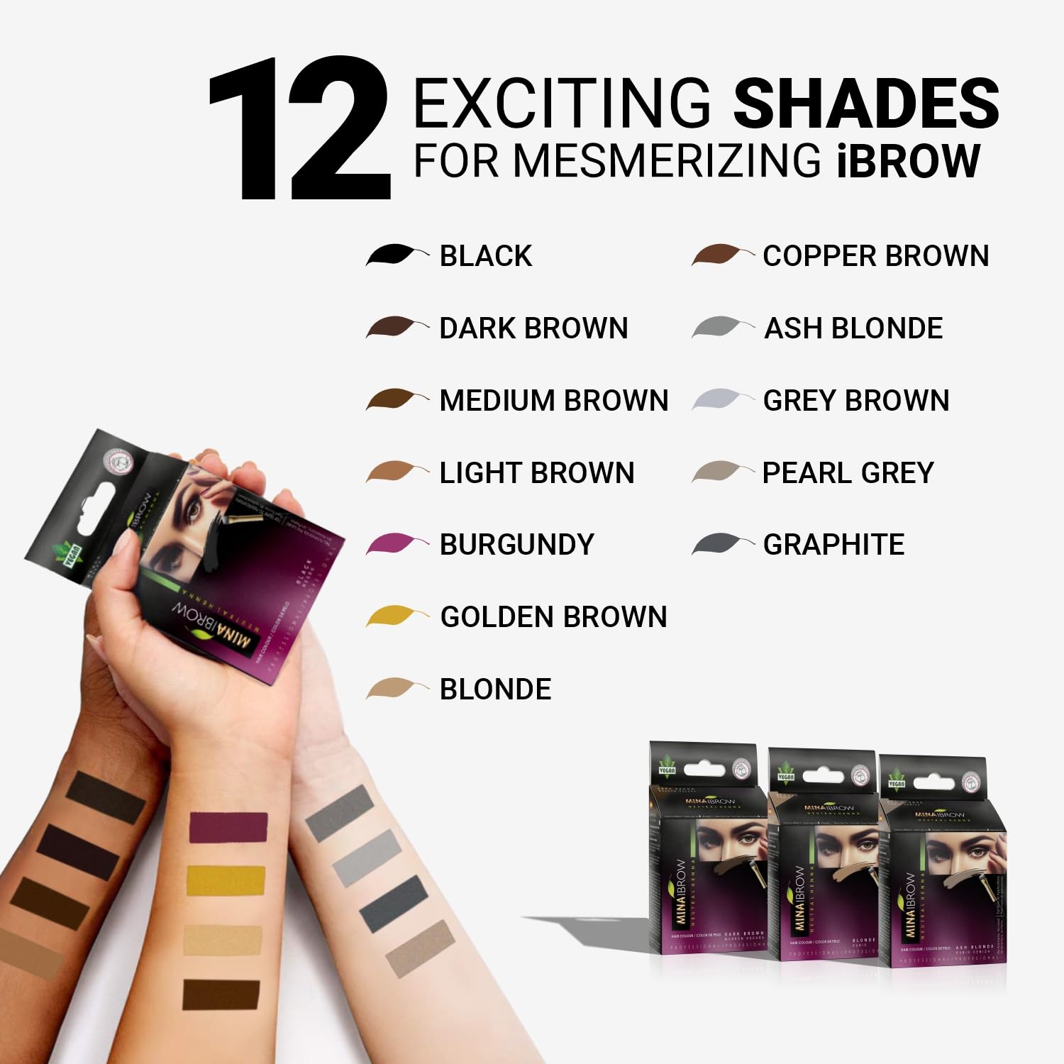 MINA iBrow Henna Hair Color Kit Graphite – Ammonia Free, Cruelty Free, Up to 6 Weeks | MinaiBrow