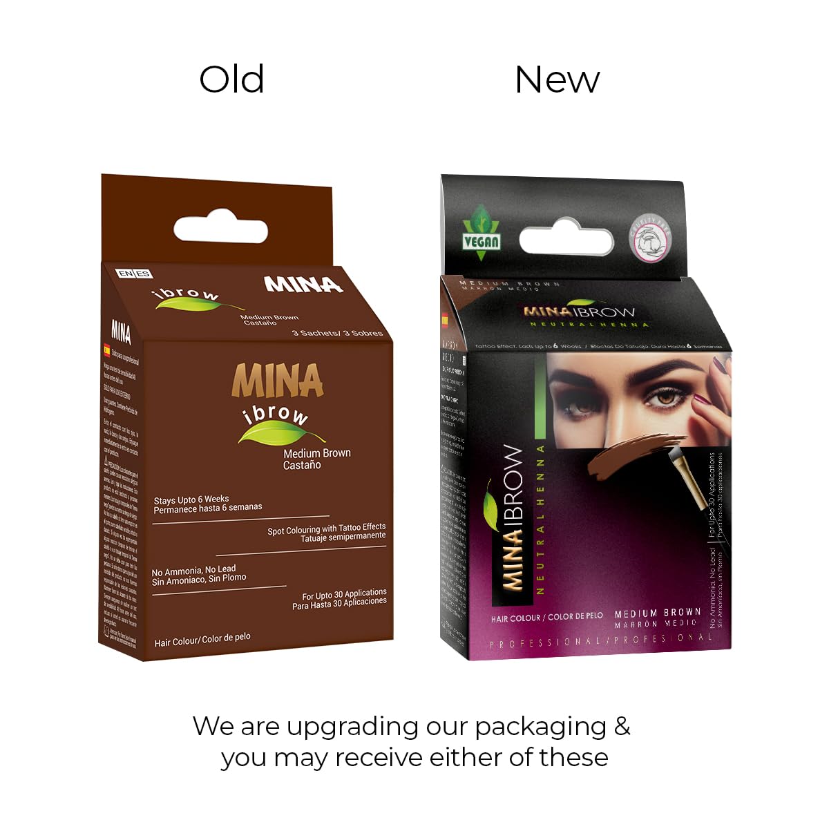 MinaiBrow Instant Hair Dye Kit Medium Brow – Natural Cassia Tint, 100% Grey Coverage Up To 30 Applications