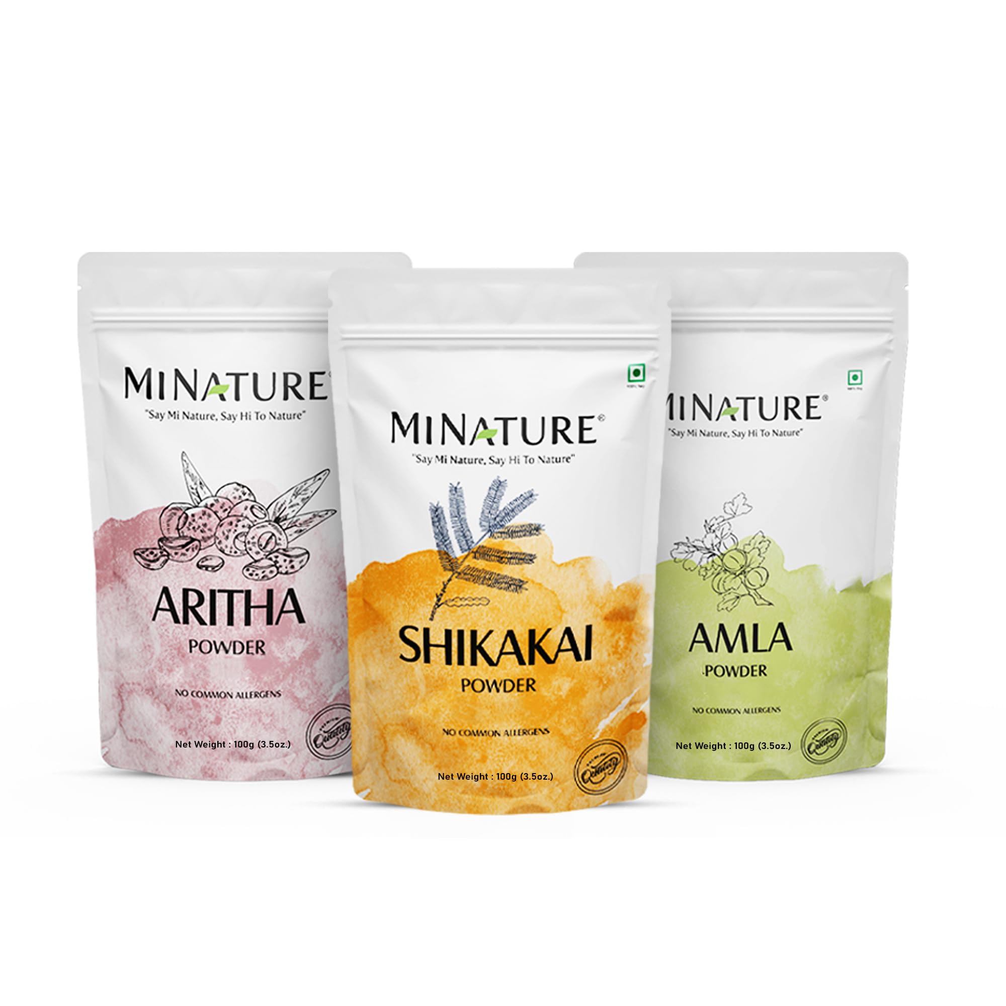 minature Amla, Aritha & Shikakai Combo (Pack of 3) – Natural Hair Care for All Hair Types | 3 x 100g