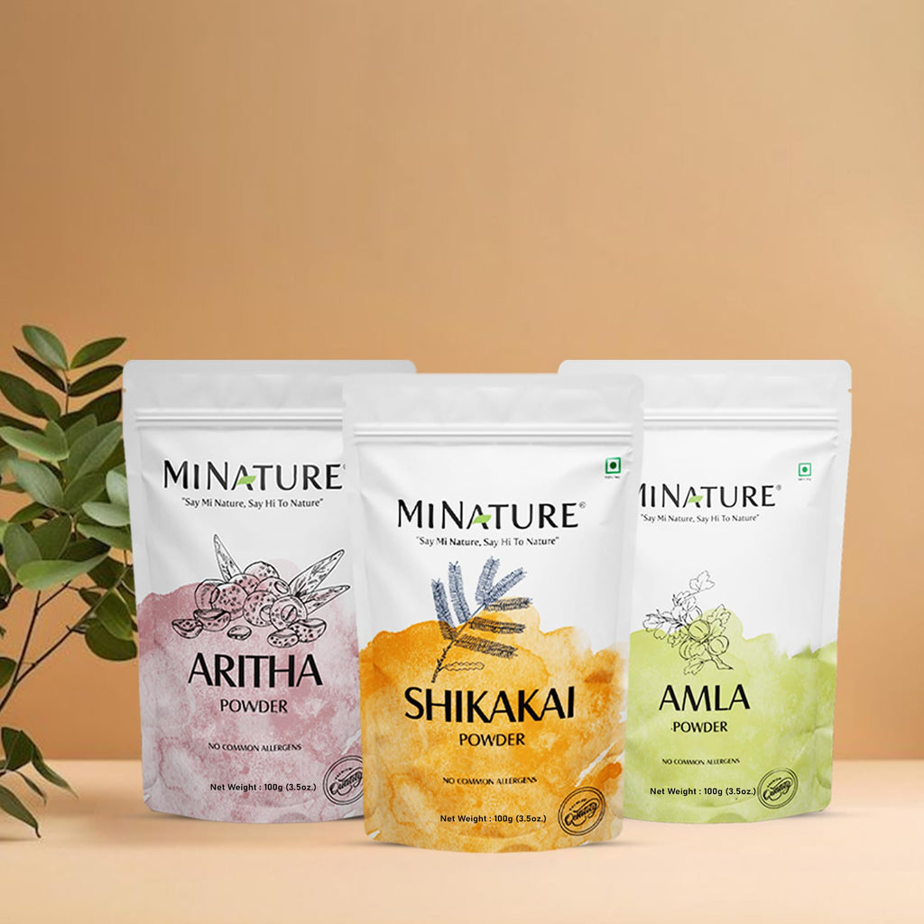 minature Amla, Aritha & Shikakai Combo (Pack of 3) – Natural Hair Care for All Hair Types | 3 x 100g